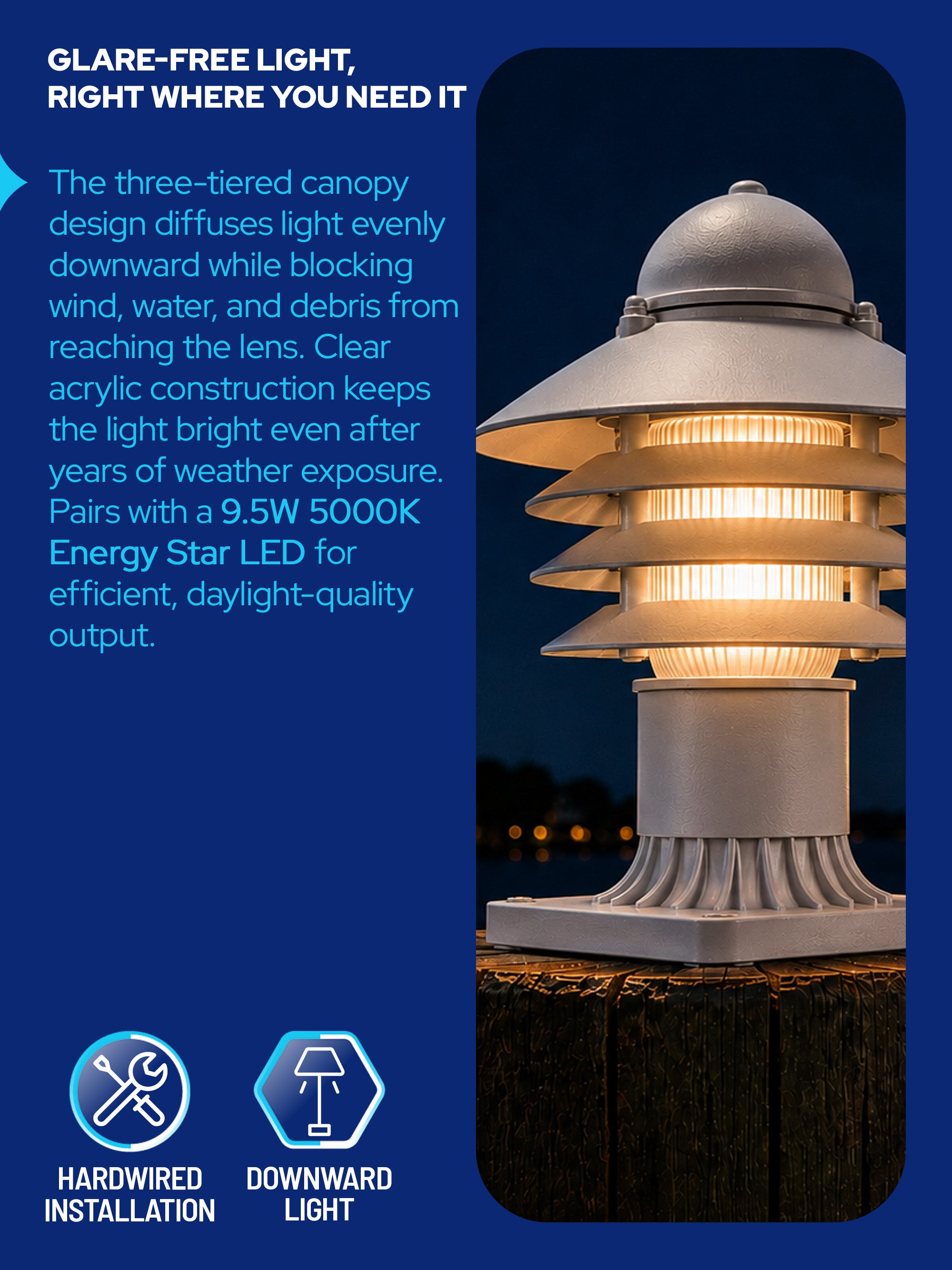 Nautical Post Walkway Lamp with Pier Mounting Base