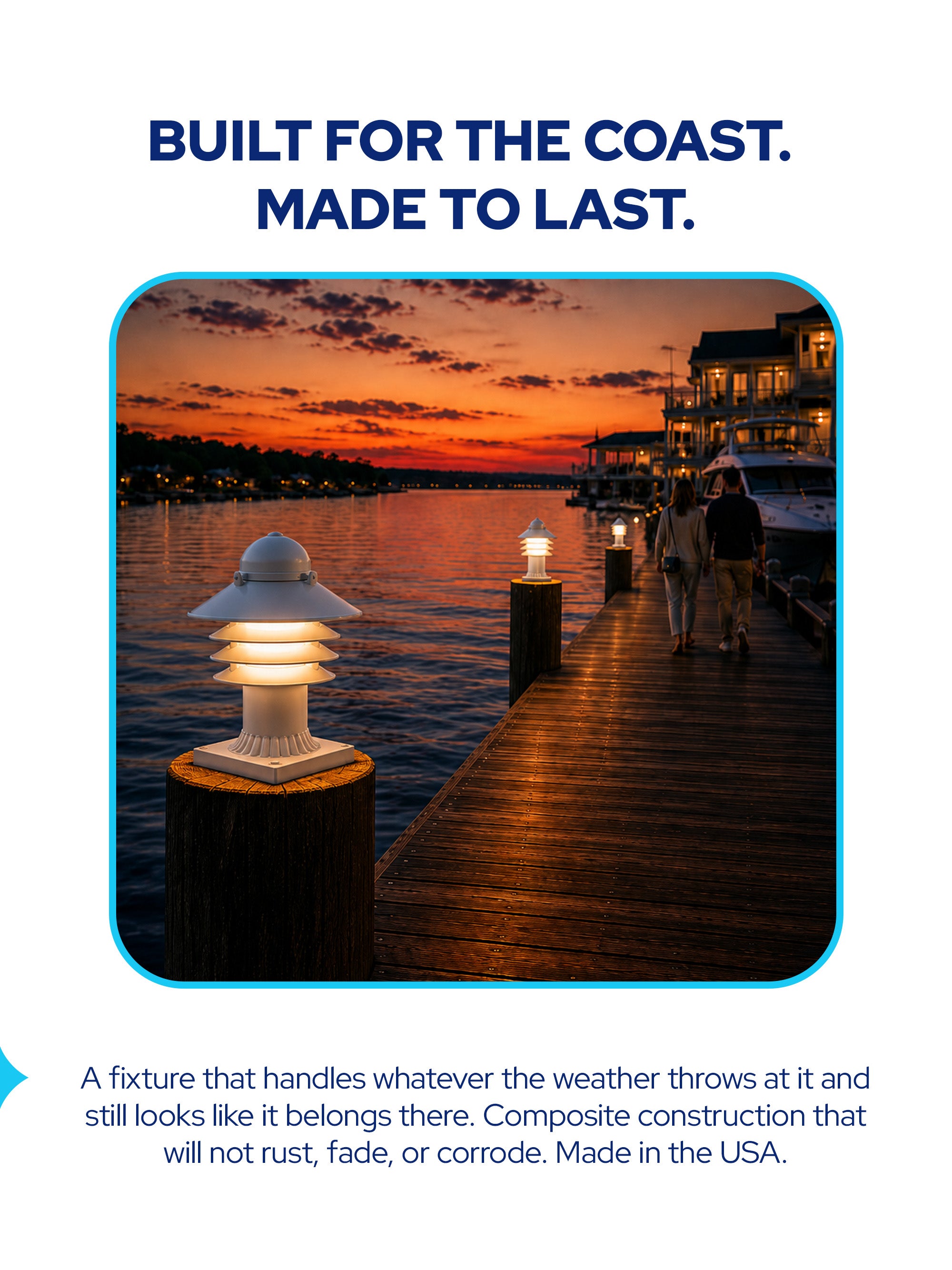 Nautical Post Walkway Lamp with Pier Mounting Base