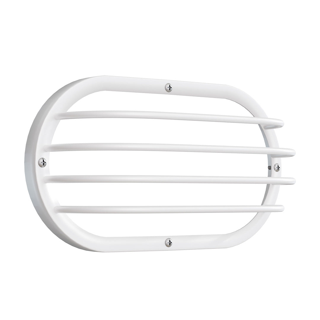 A white metal towel bar with a rounded rectangular frame and five horizontal bars, shown against a plain white background.