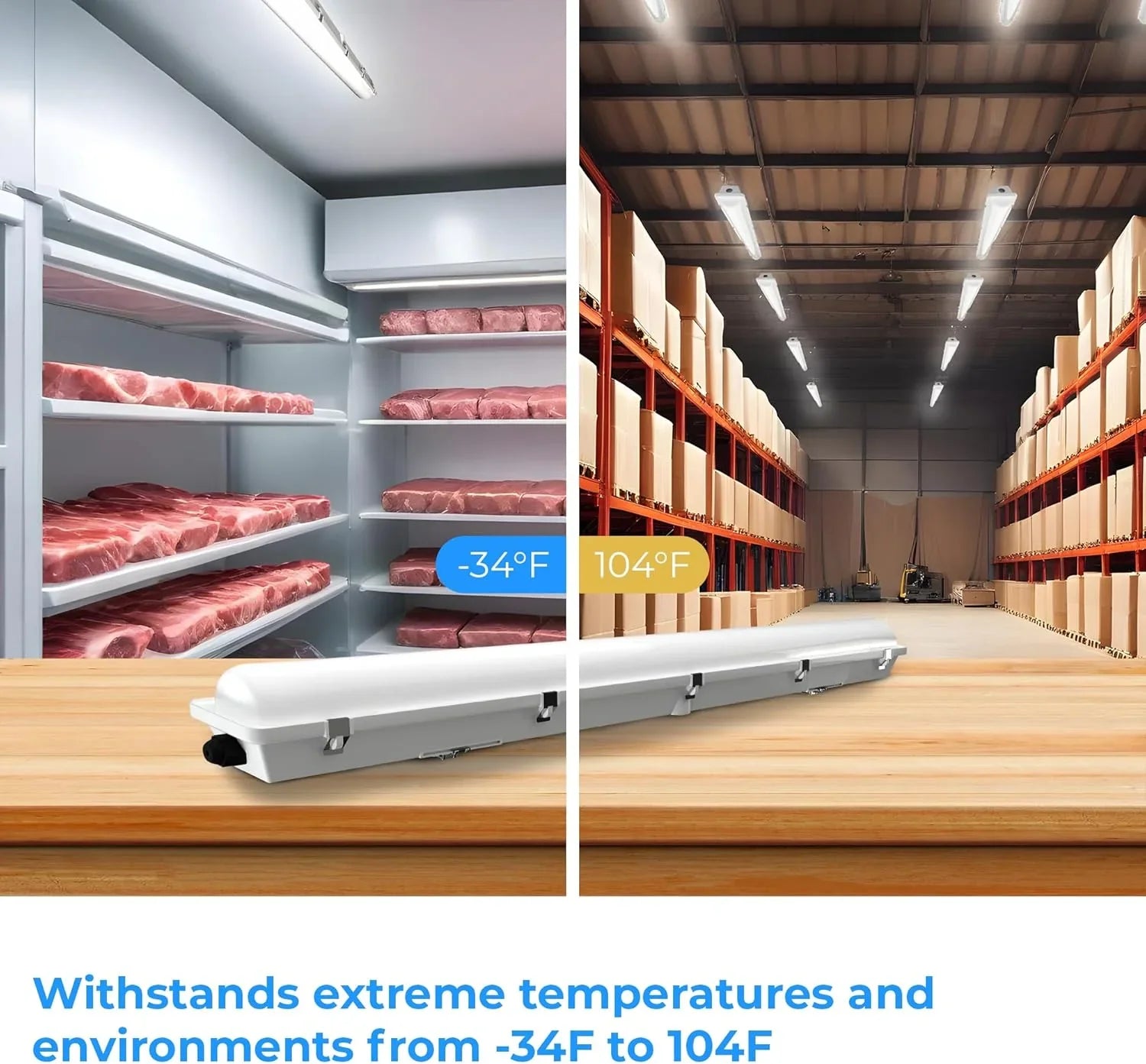 Vapor Tight 4' LED Light Fixture additional angle view