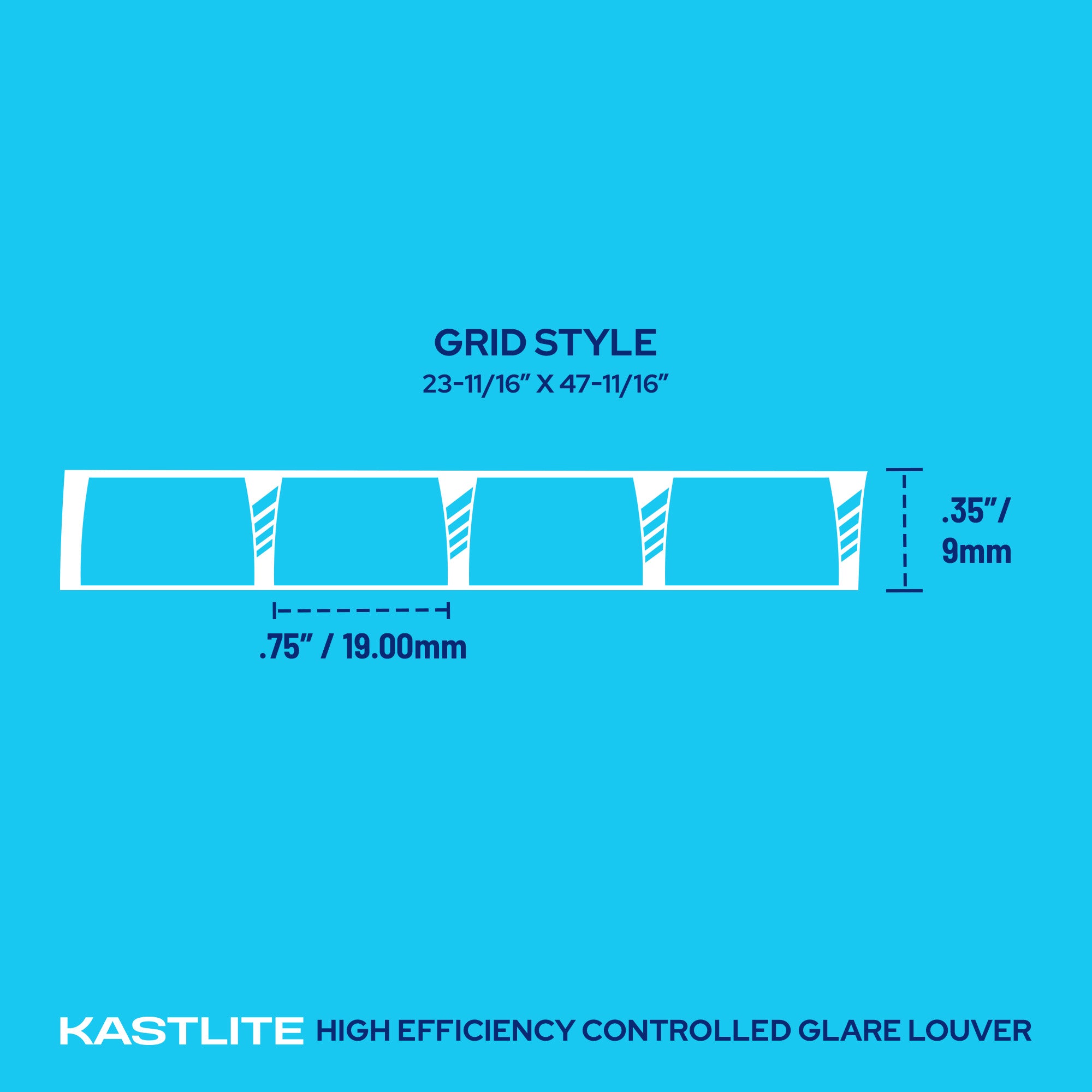 Parasquare 5 Louver: 3/4” x 3/4” x 3/8” panel grid pattern detail