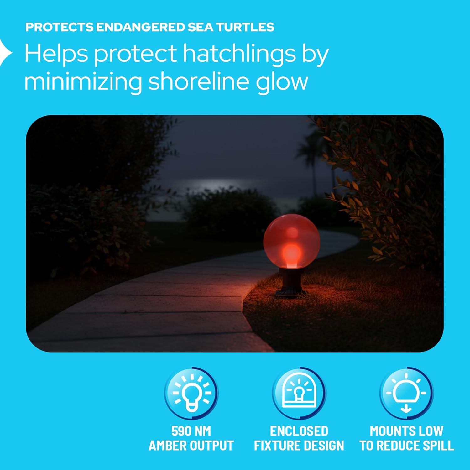 590nm Amber LED Pier Mount Globe Light