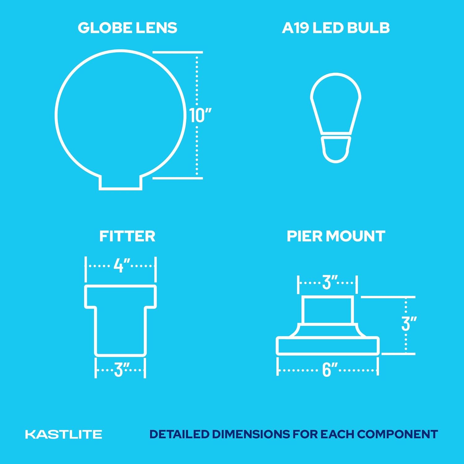 590nm Amber LED Pier Mount Globe Light