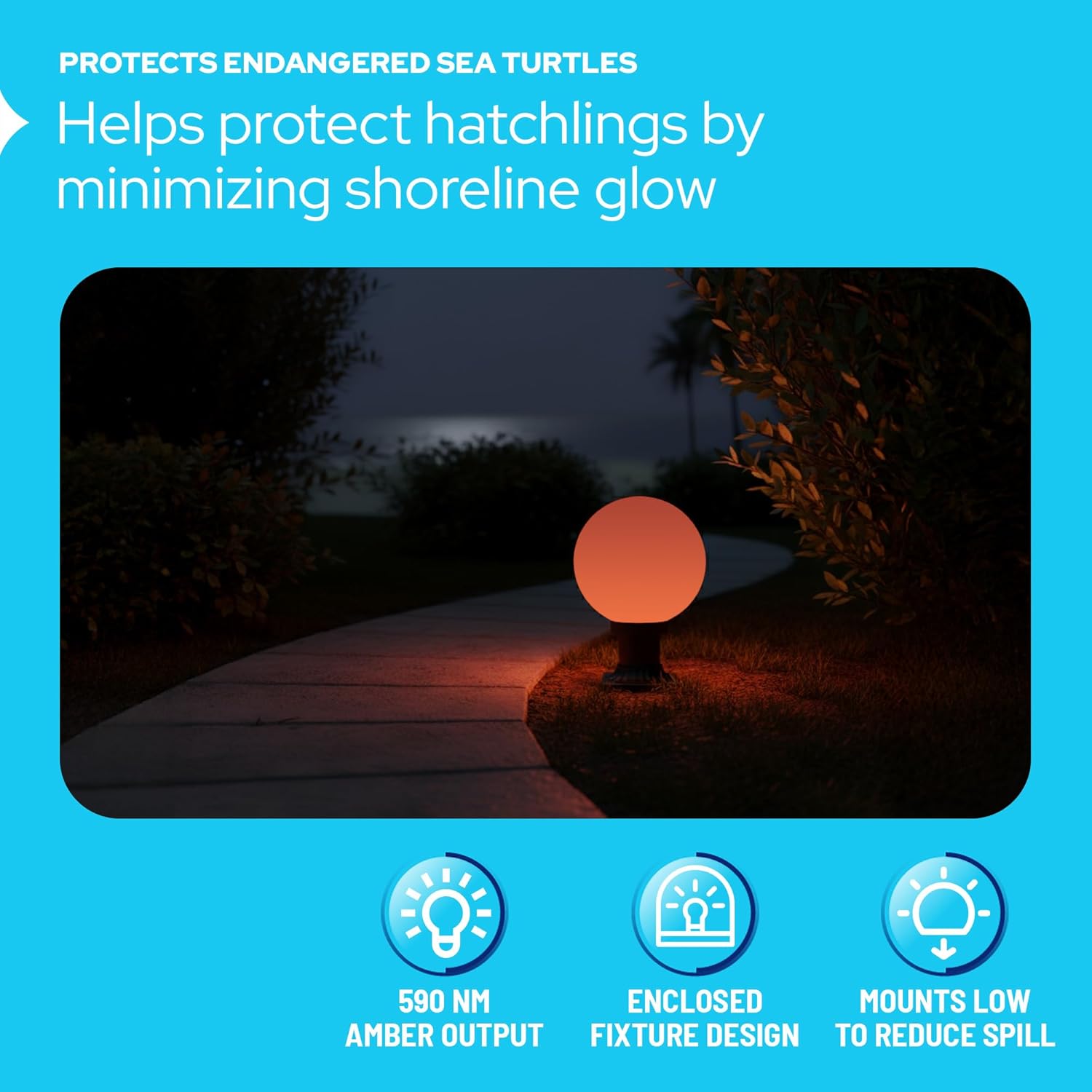590nm Amber LED Pier Mount Globe Light