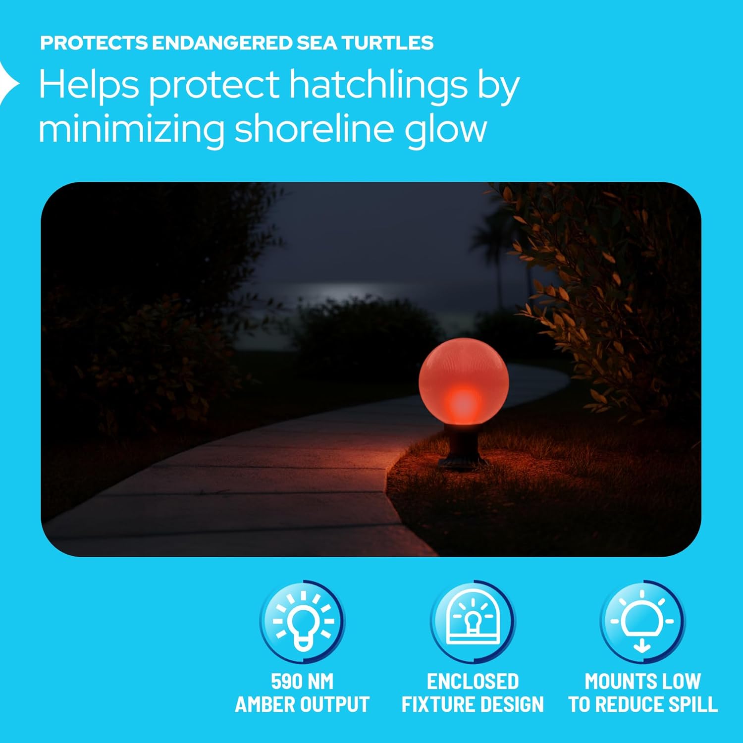 590nm Amber LED Pier Mount Globe Light