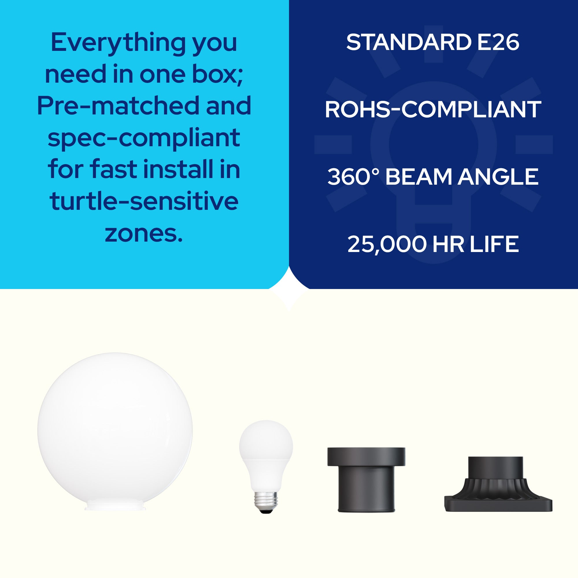 590nm Amber LED Pier Mount Globe Light