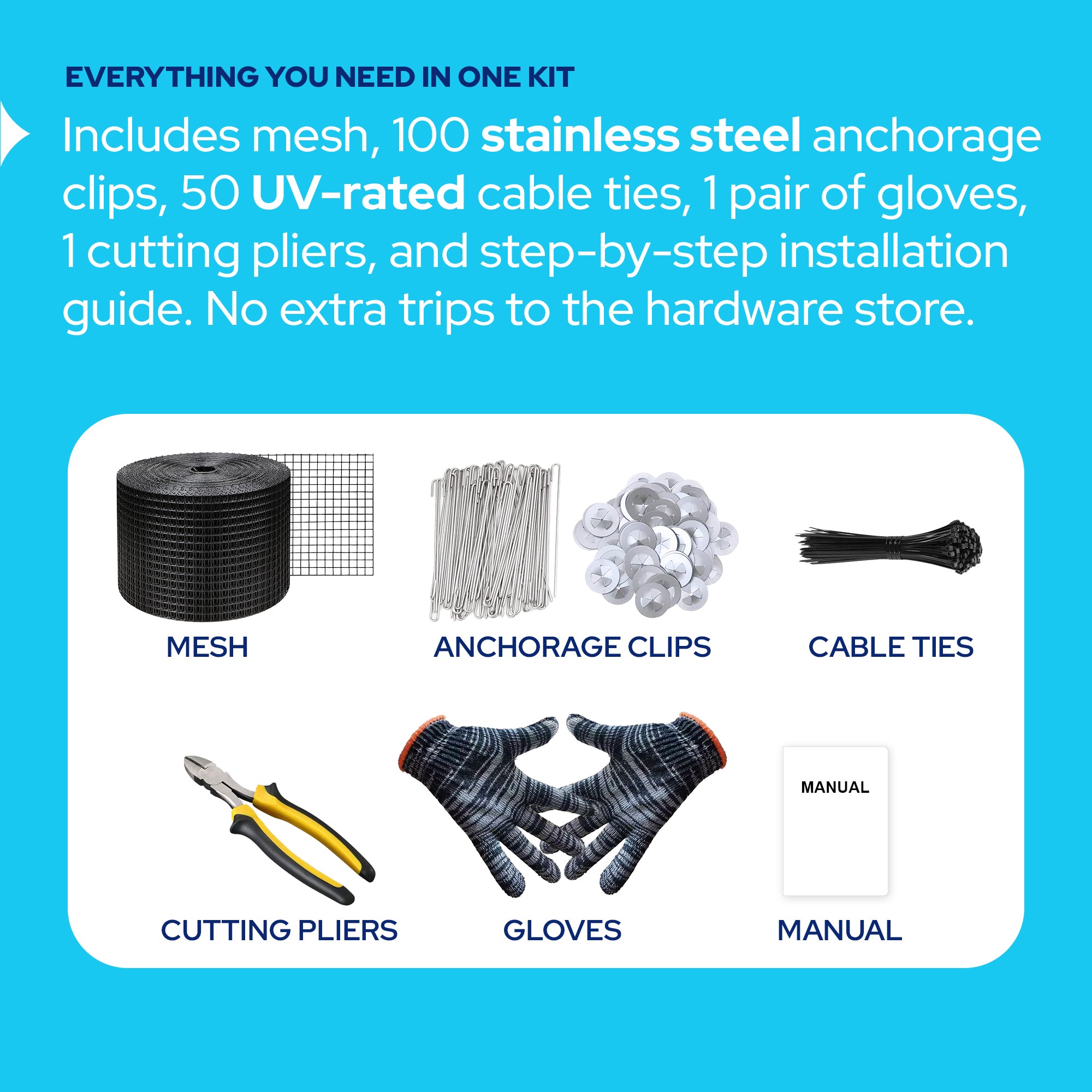 Solar Panel Bird Guard Mesh Kit - 6in x 100ft