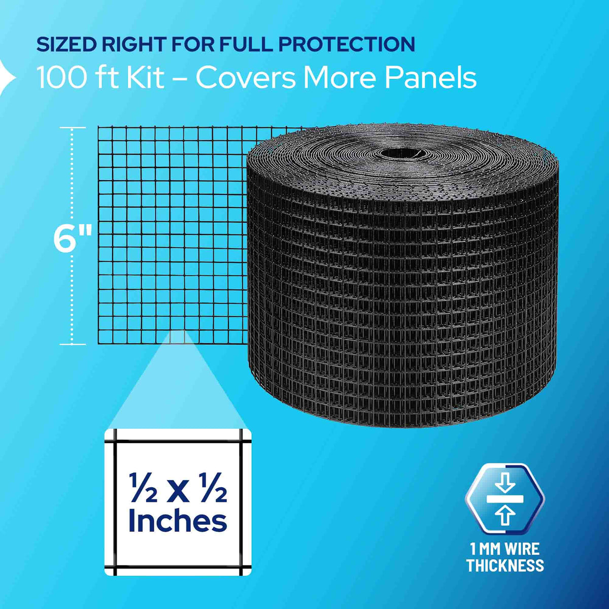 Solar Panel Bird Guard Mesh Kit - 6in x 100ft