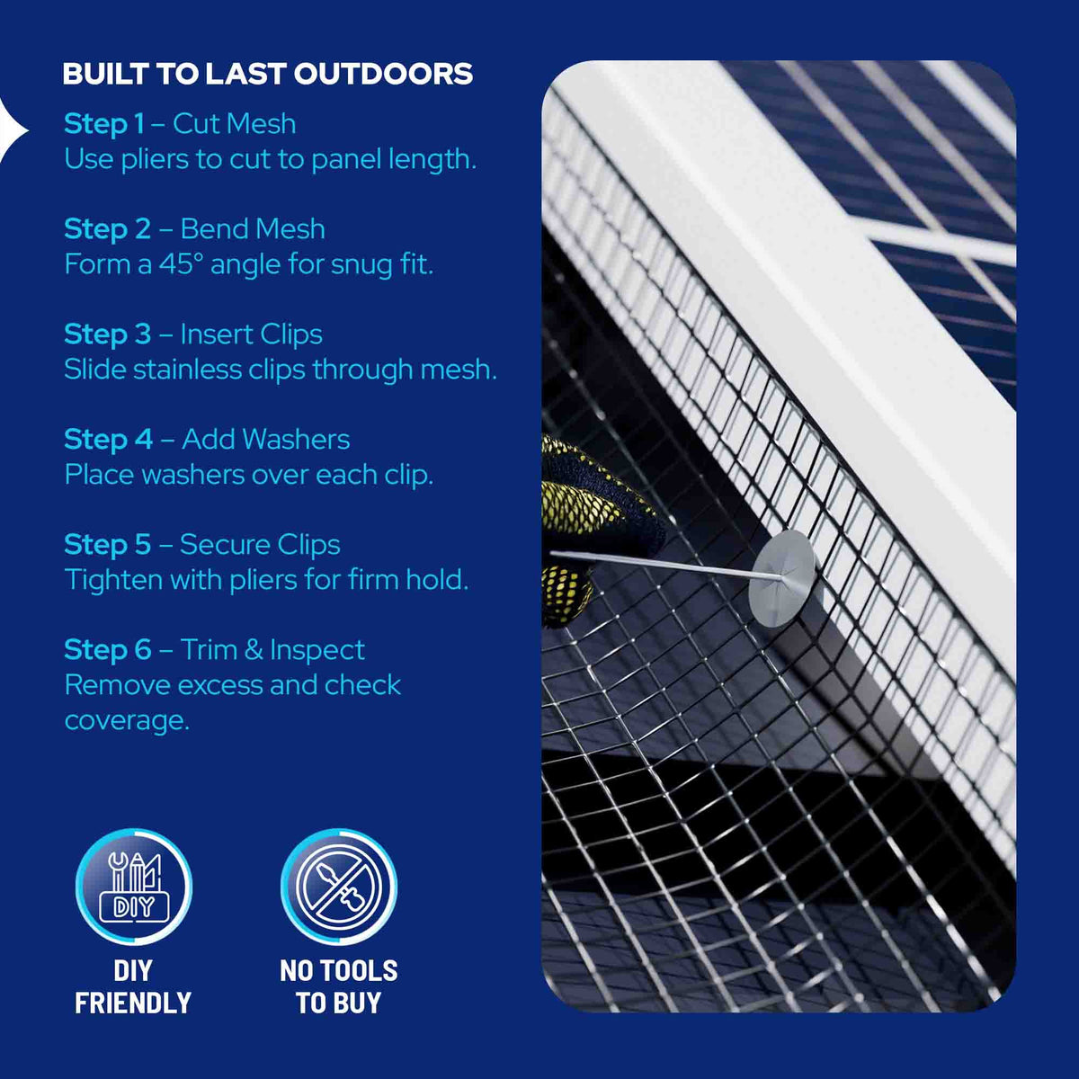 Solar Panel Bird Guard Mesh Kit - 6in x 100ft
