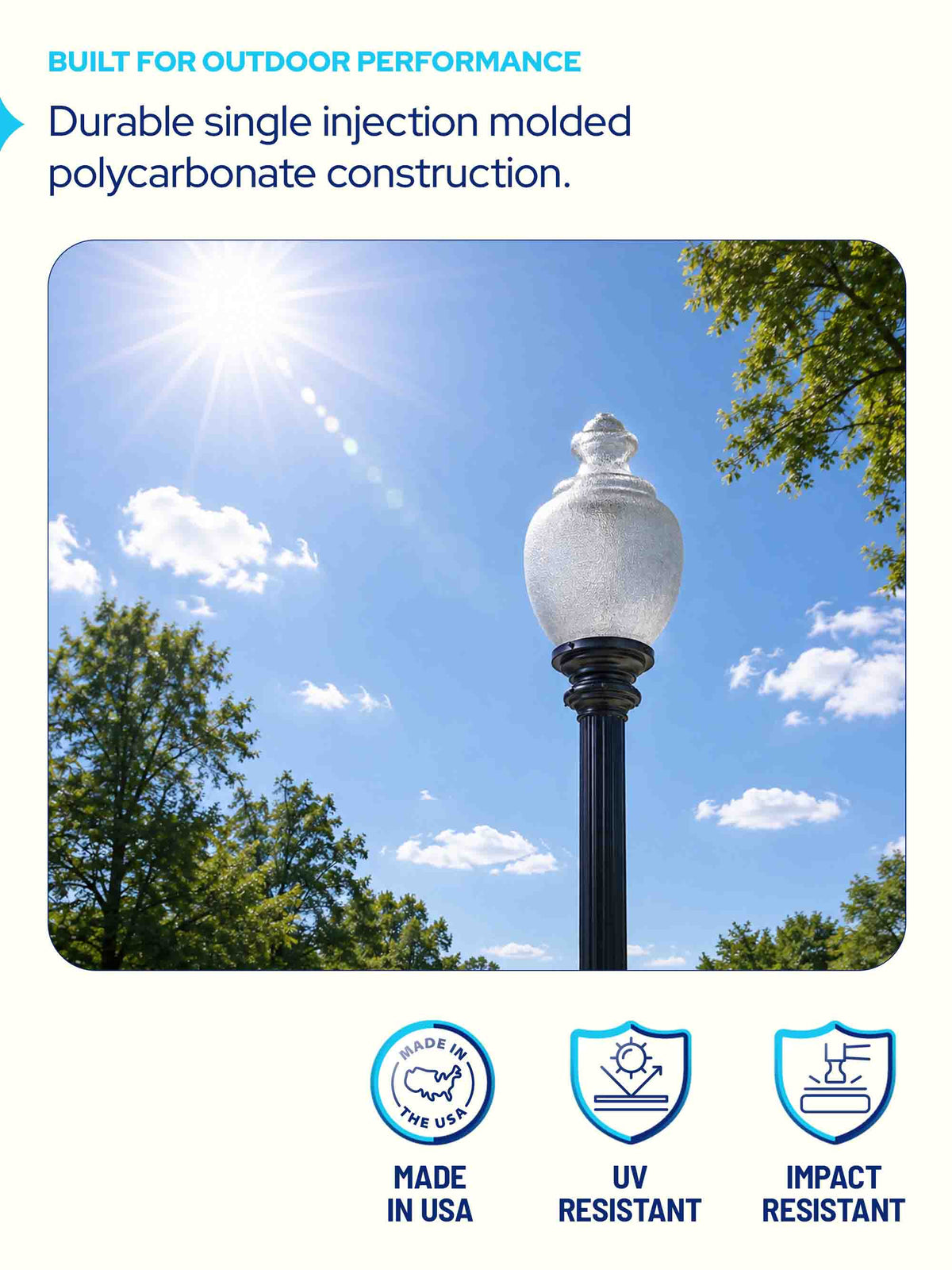 Clear Polycarbonate Acorn Cover, 16.81"H, 5.88" Fitter Neck