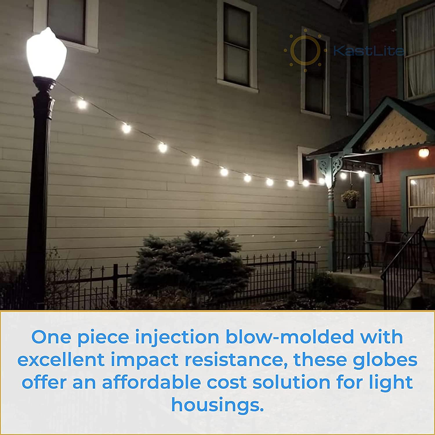 FP167-5PCC Polycarbonate Clear Neckless Acorn installed on lamp post fixture
