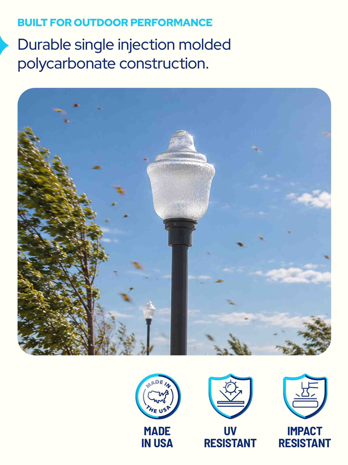 Polycarbonate Clear Acorn with Fitter Neck, 20.69" Height x 15.4" Width x 7.94"