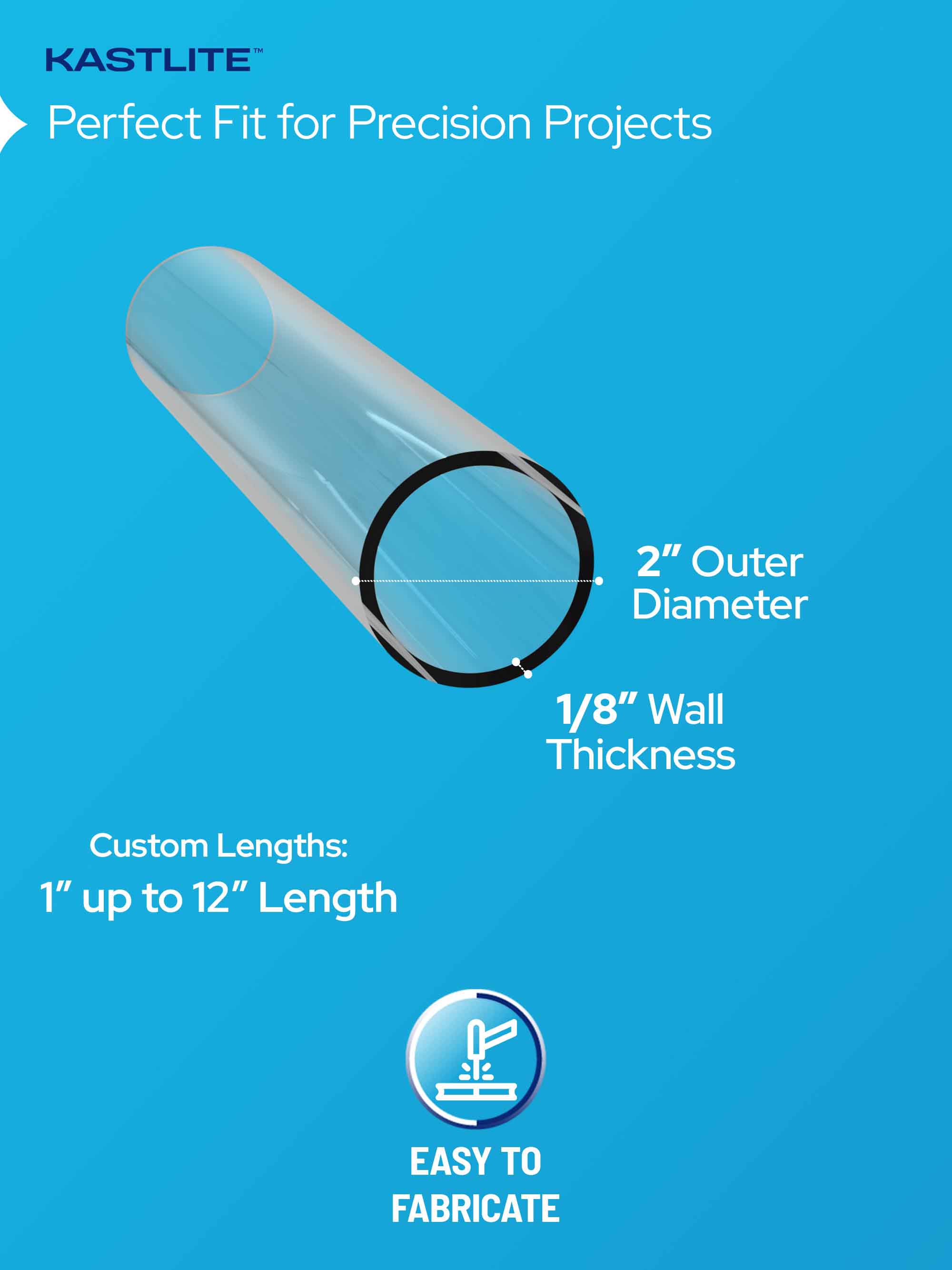 Custom Clear Acrylic Tube – 1/8” Thick Wall Custom Length Pipe