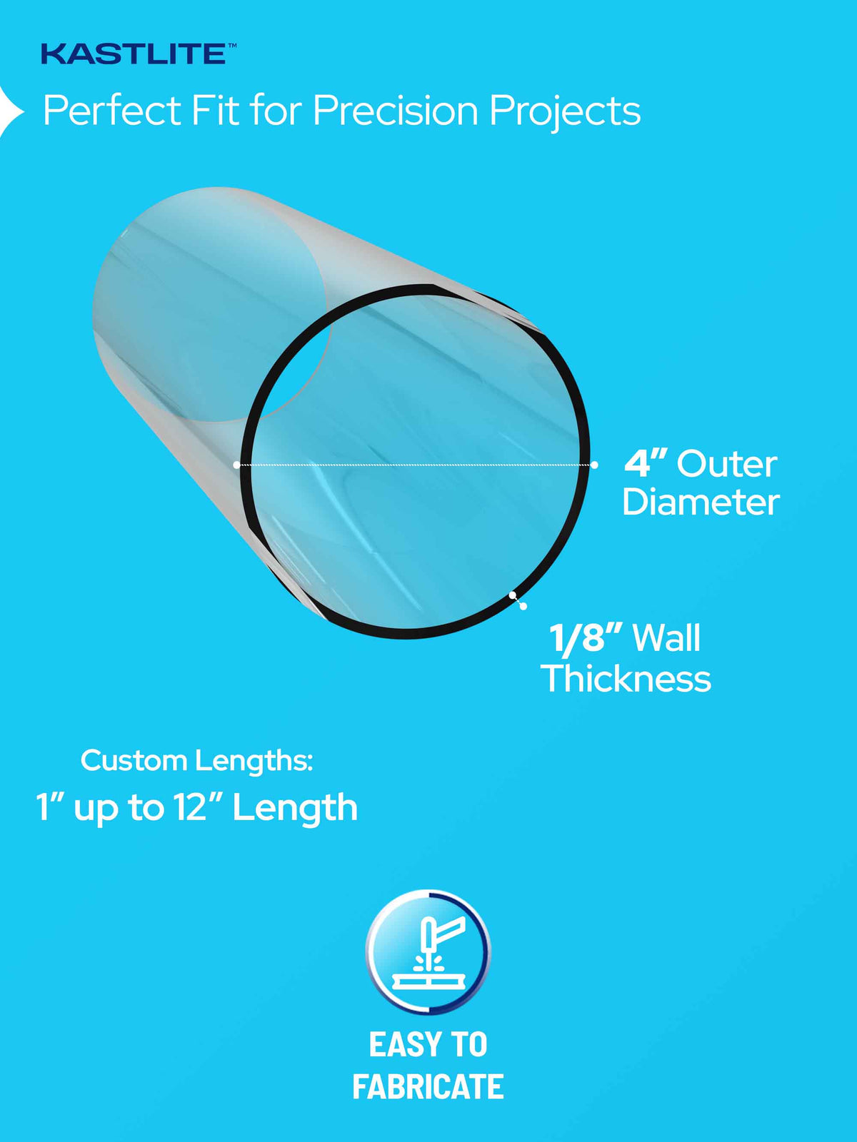 Custom Clear Acrylic Tube – 1/8” Thick Wall Custom Length Pipe