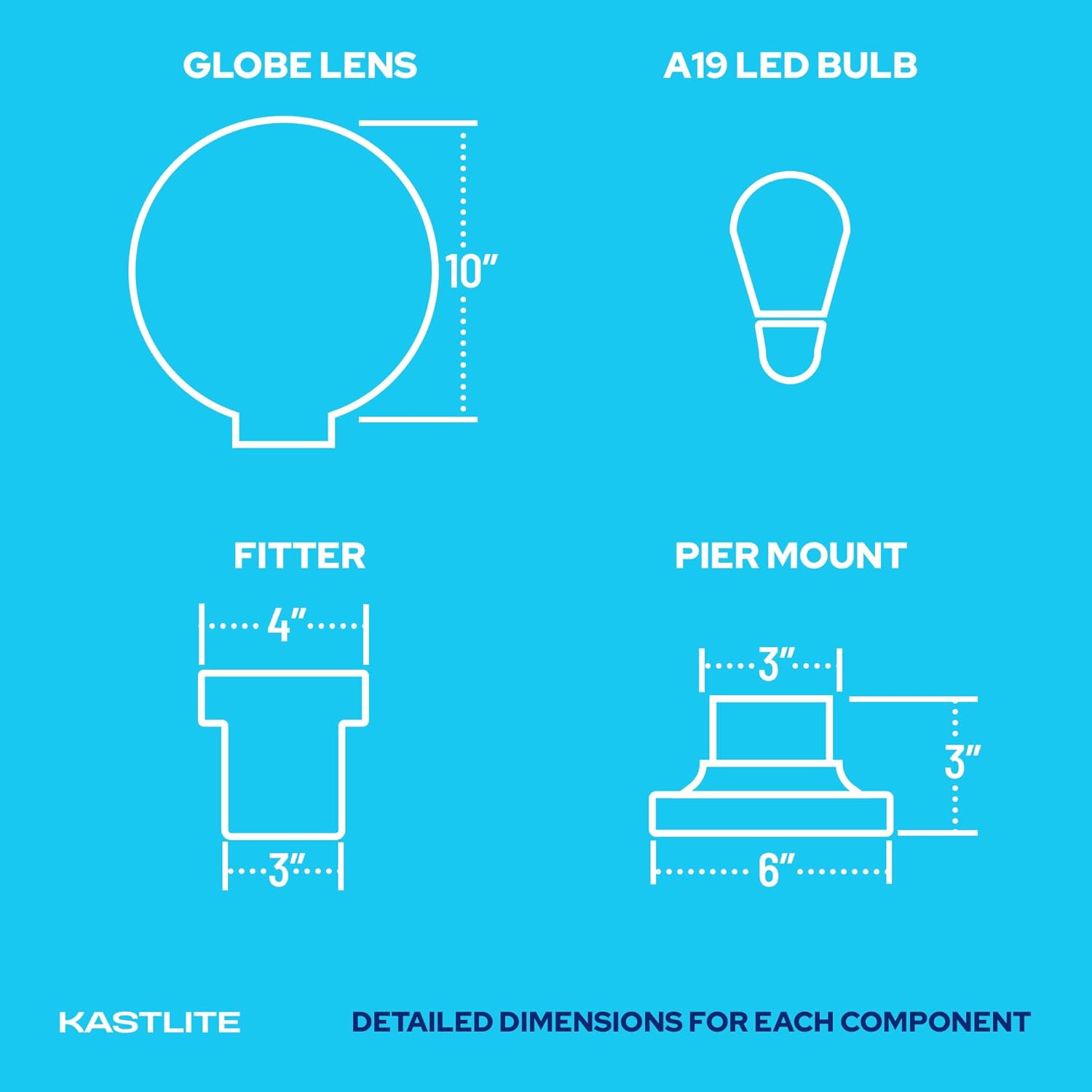 10" Globe Pier Mount Outdoor Lighting with LED Lamp