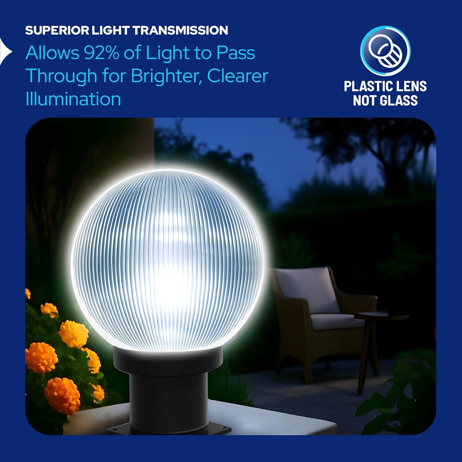 10" Globe Pier Mount Outdoor Lighting with LED Lamp