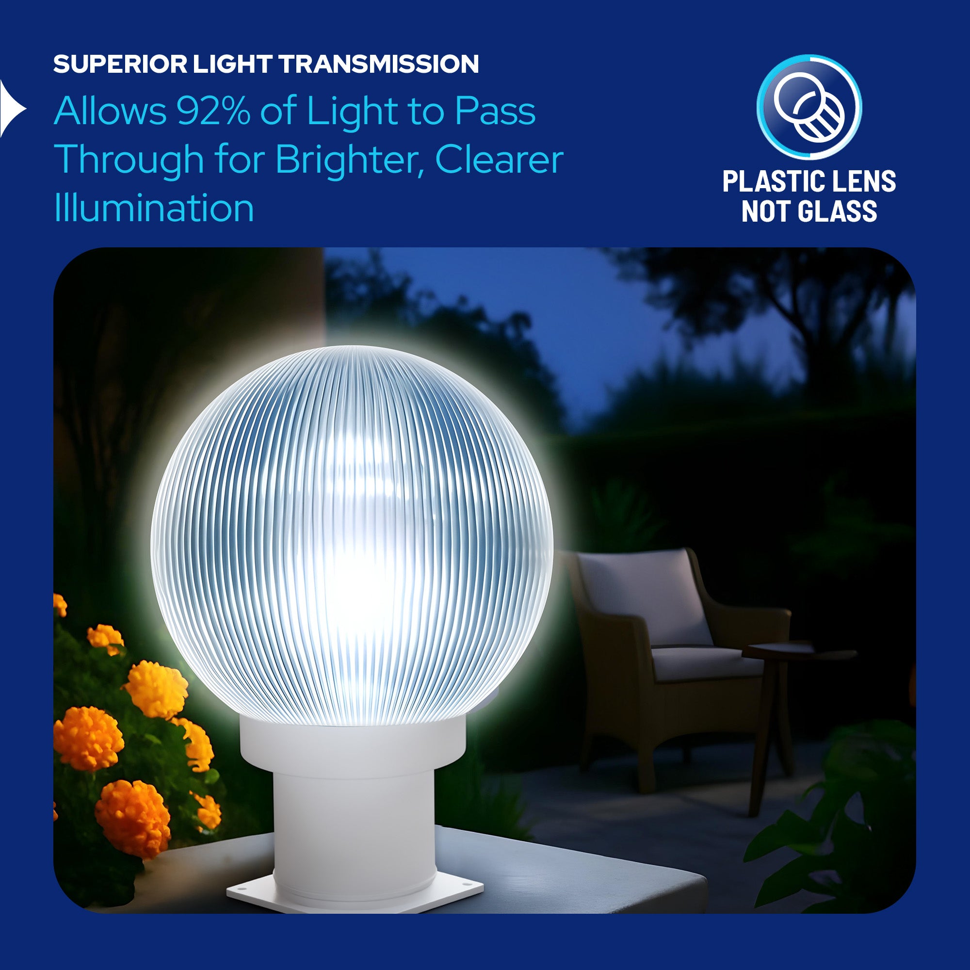10" Globe Pier Mount Outdoor Lighting with LED Lamp