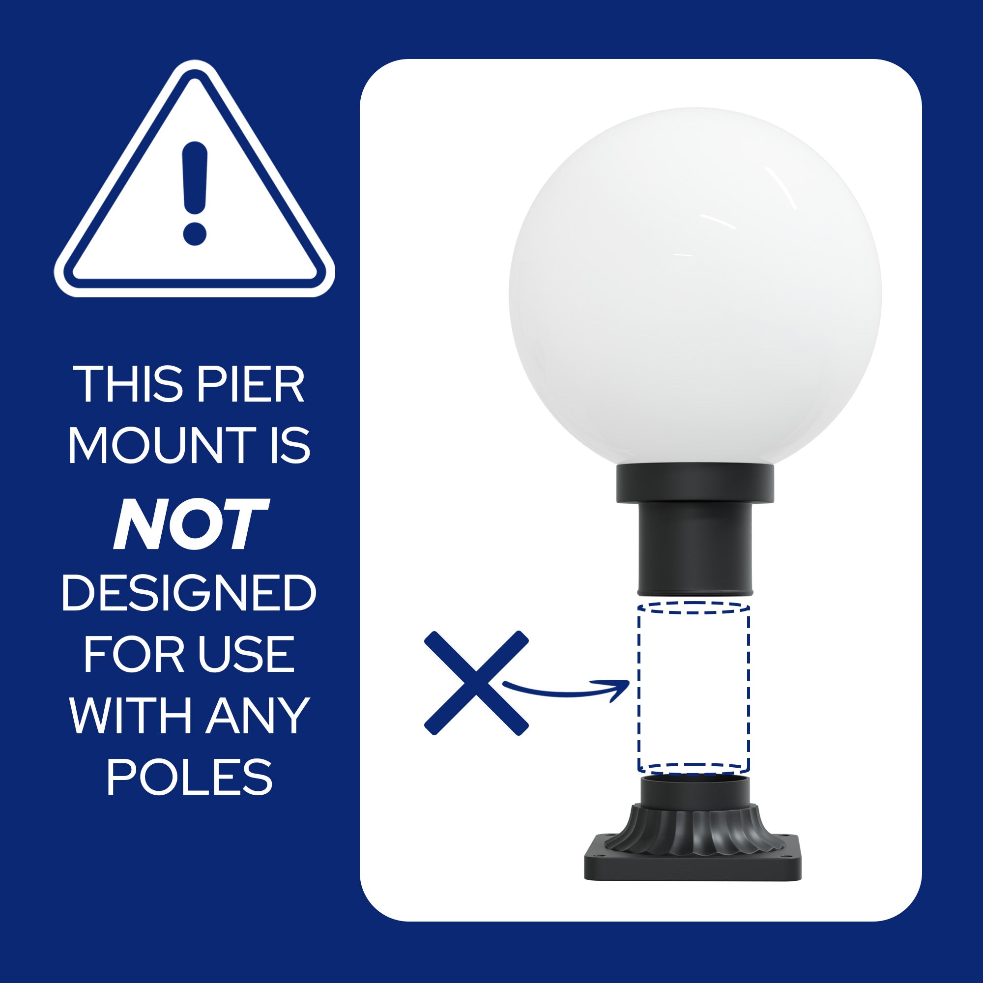 10" Globe Pier Mount Outdoor Lighting with LED Lamp