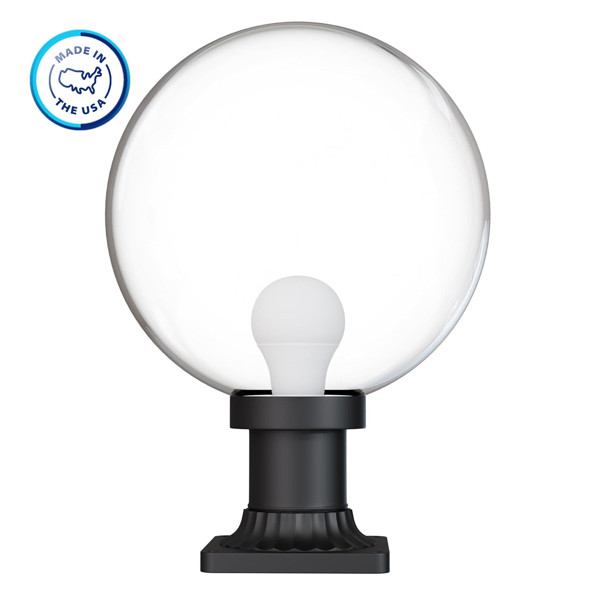 12" Globe Pier Mount Outdoor Lighting with LED Lamp