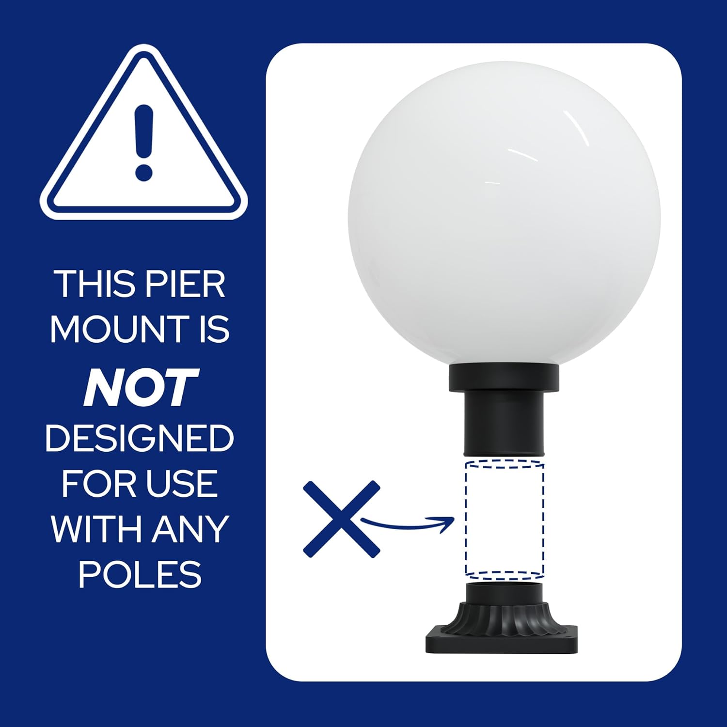 12" Globe Pier Mount Outdoor Lighting with LED Lamp