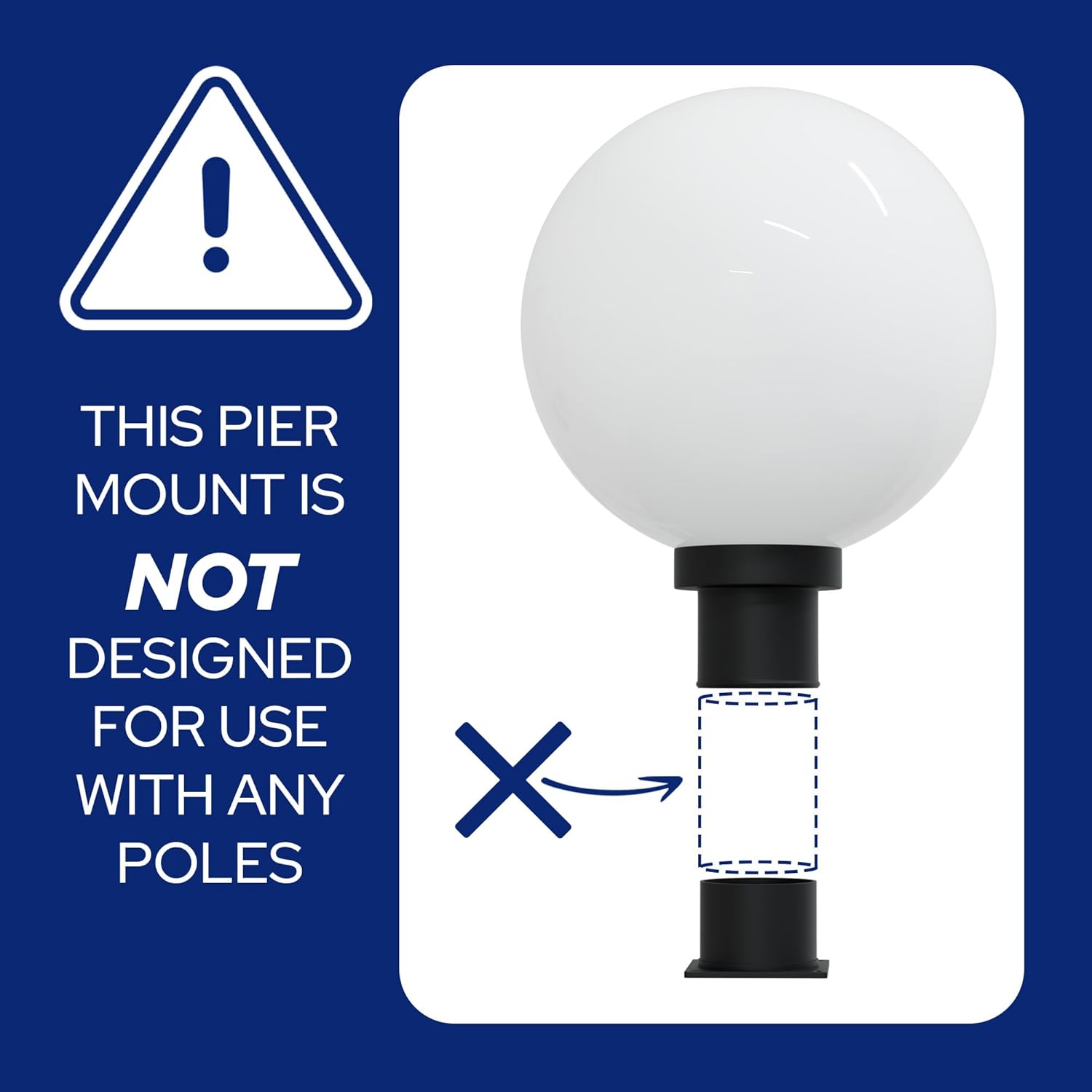 12" Globe Pier Mount Outdoor Lighting with LED Lamp