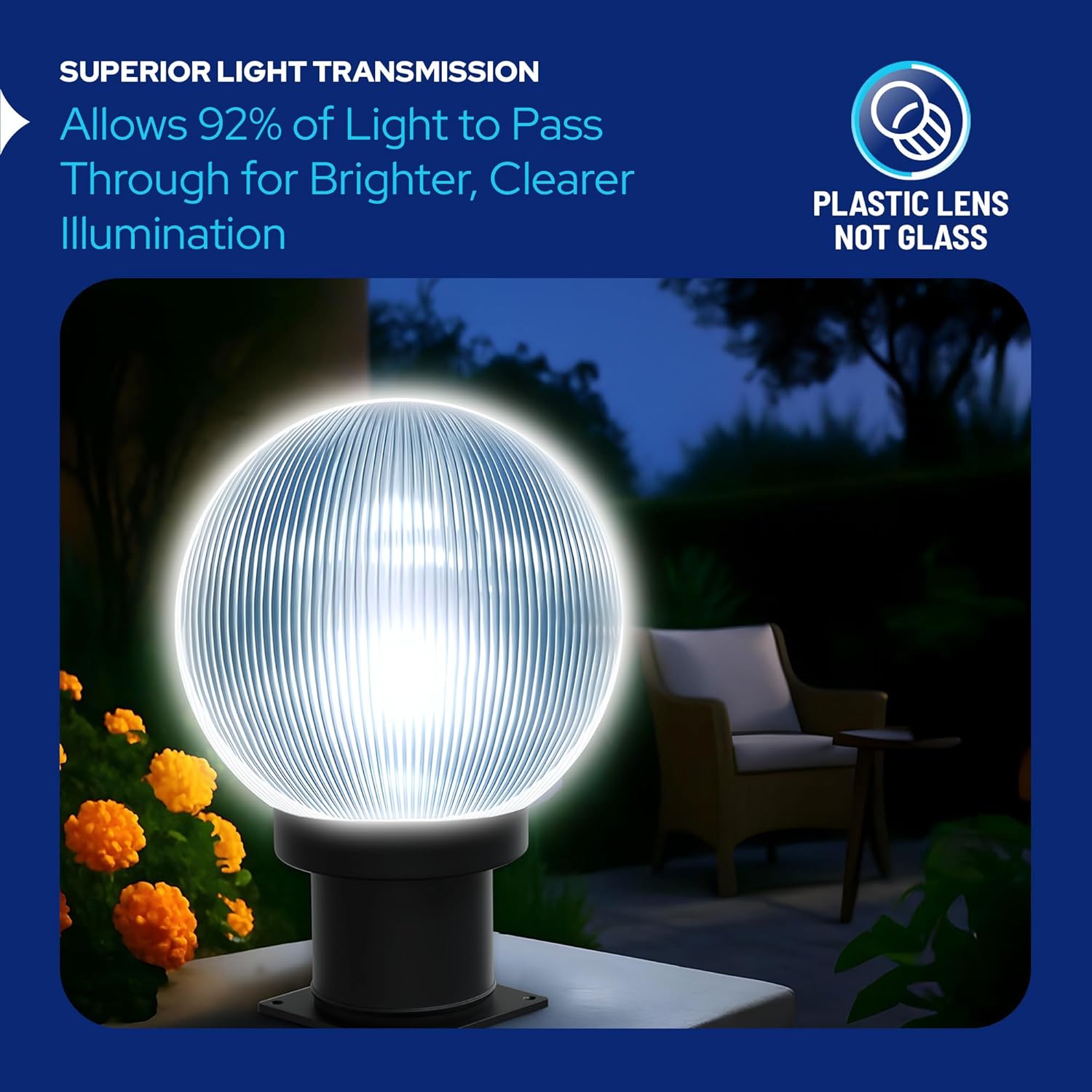 12" Globe Pier Mount Outdoor Lighting with LED Lamp