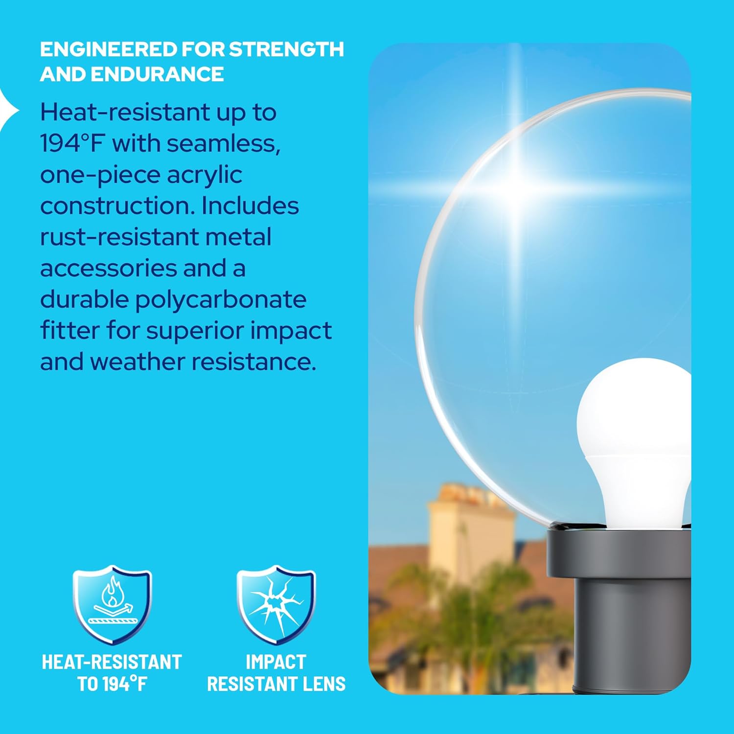 12" Globe Pier Mount Outdoor Lighting with LED Lamp