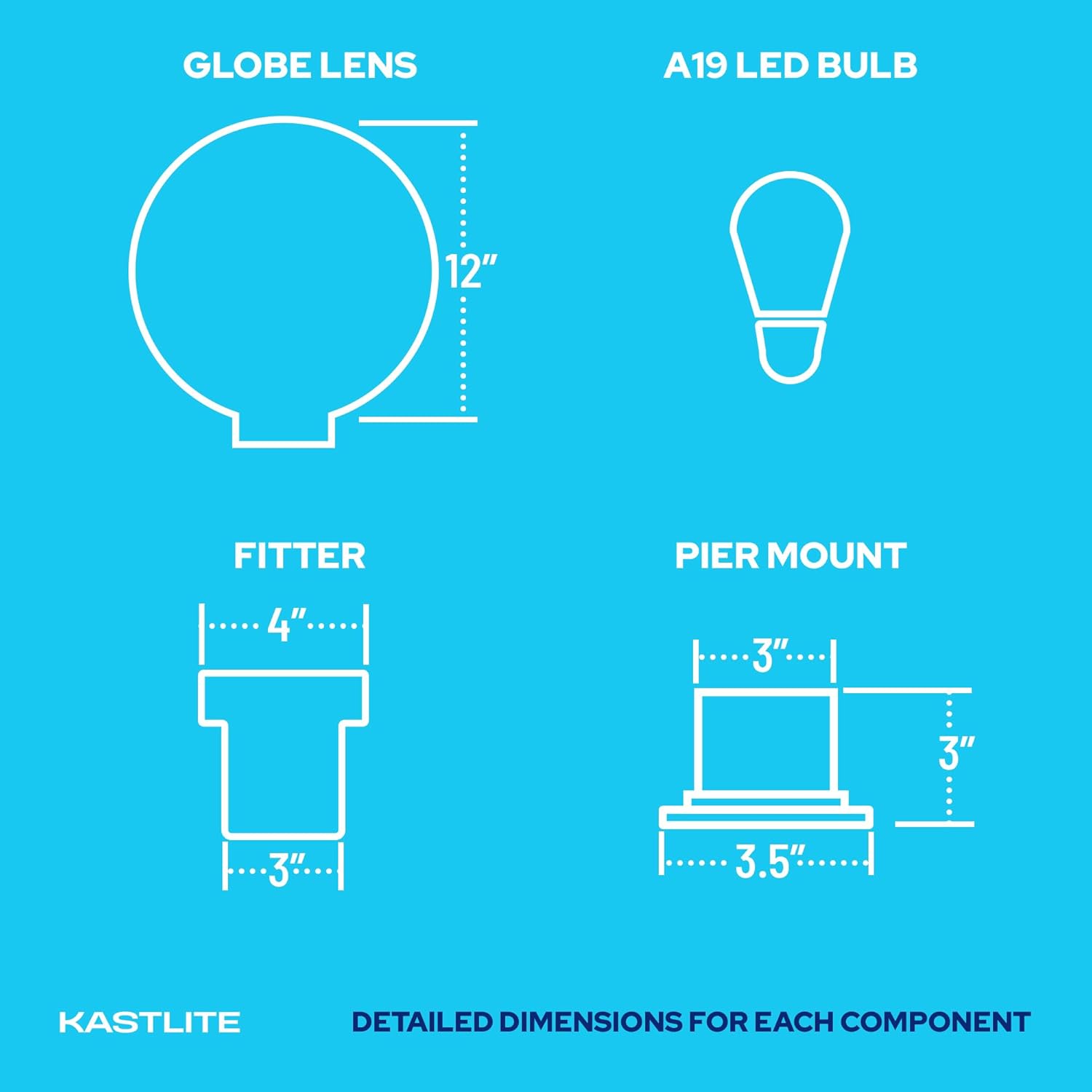 12" Globe Pier Mount Outdoor Lighting with LED Lamp