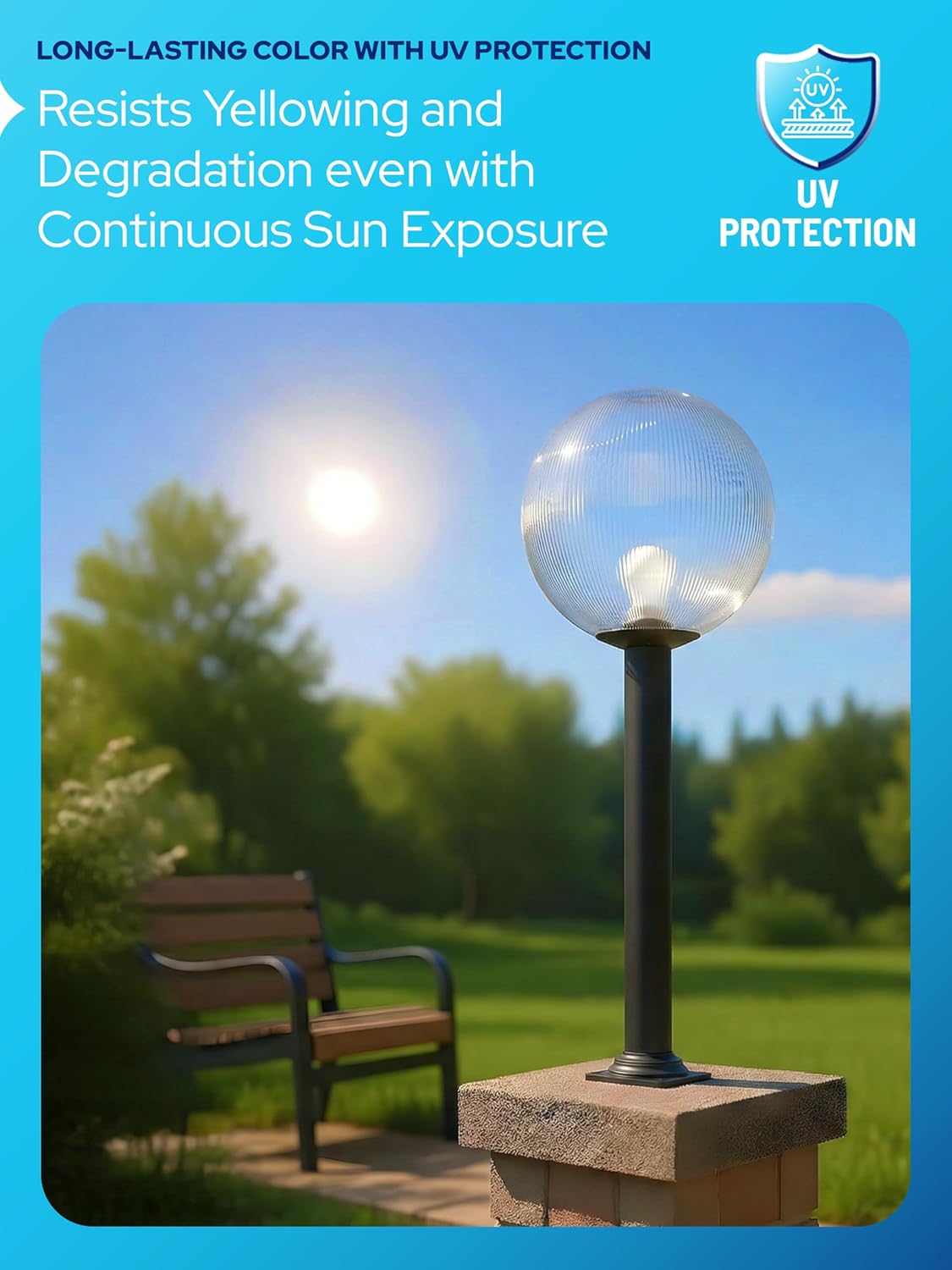 14" Globe Post Light Application with Stub Post Pier Mount