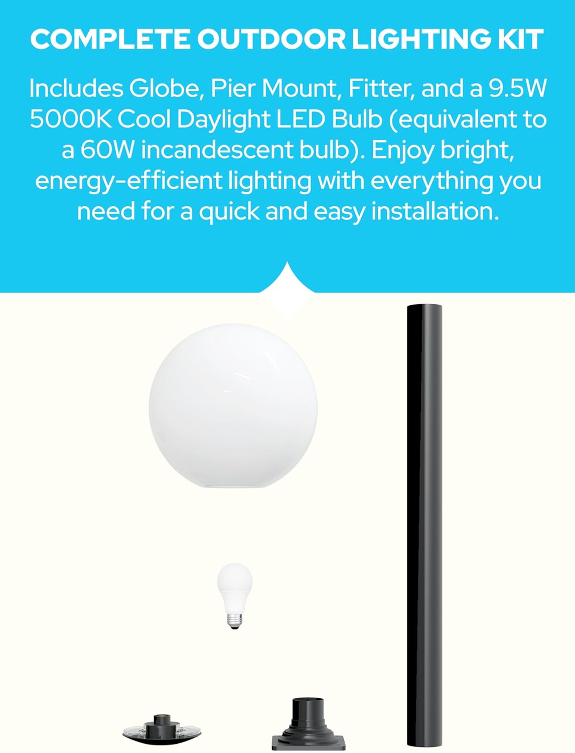 14" Globe Post Light Application with Stub Post Pier Mount