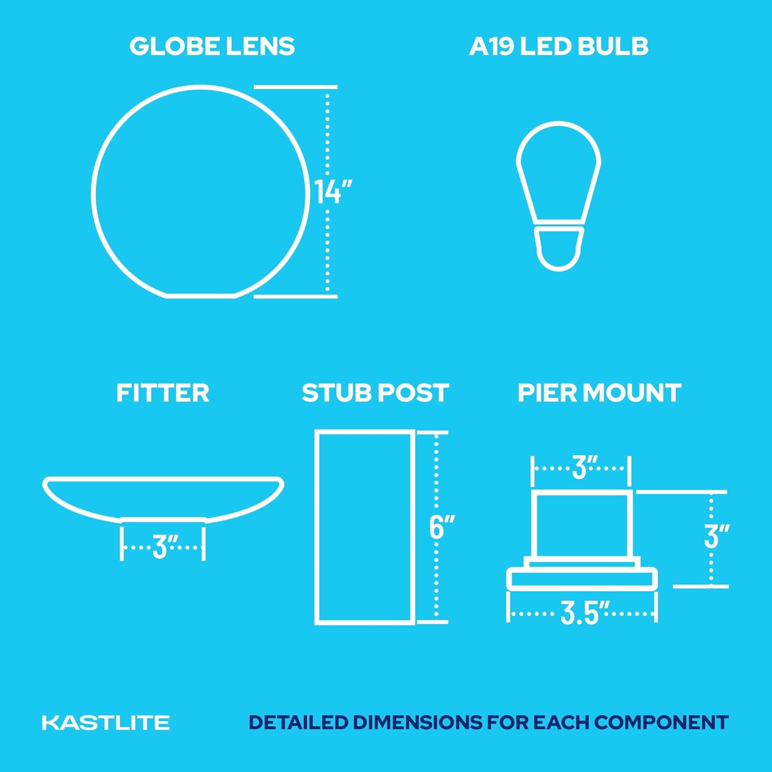 14" Globe Post Light Application with 6" Stub Post Pier Mount