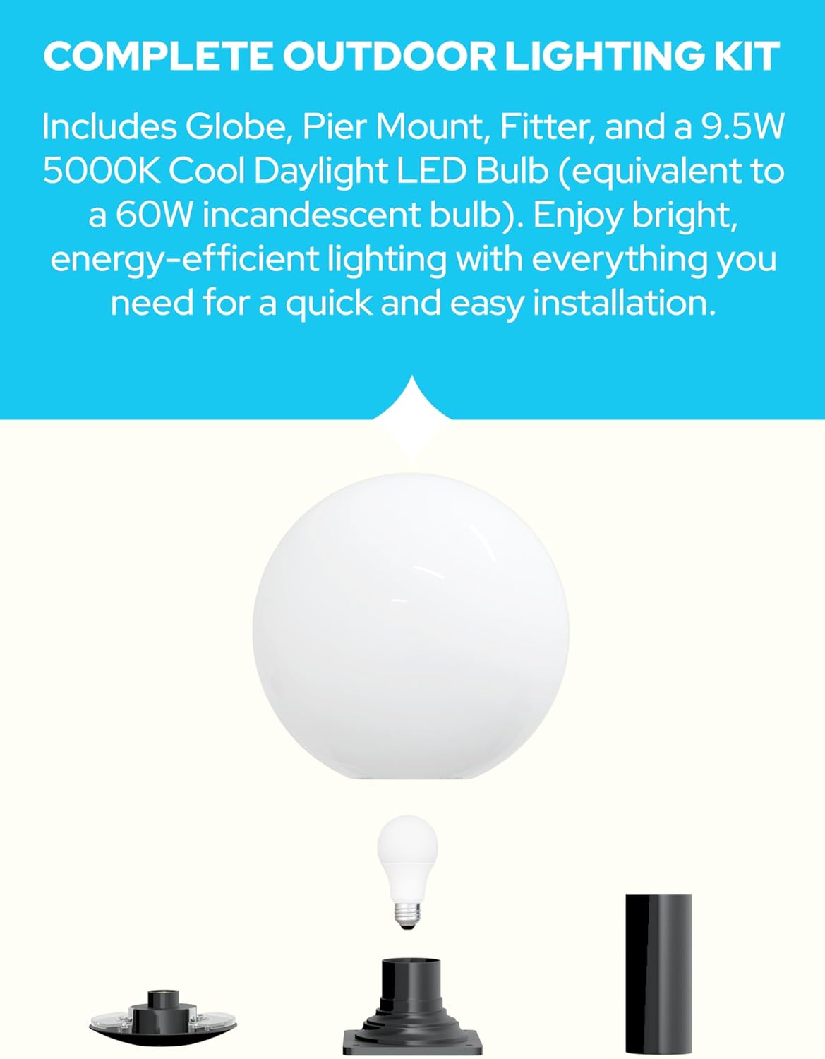 14" Globe Post Light Application with Stub Post Pier Mount