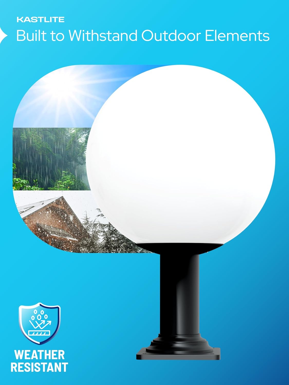 16" Globe Post Light Application with Stub Post Pier Mount installed on lamp post fixture