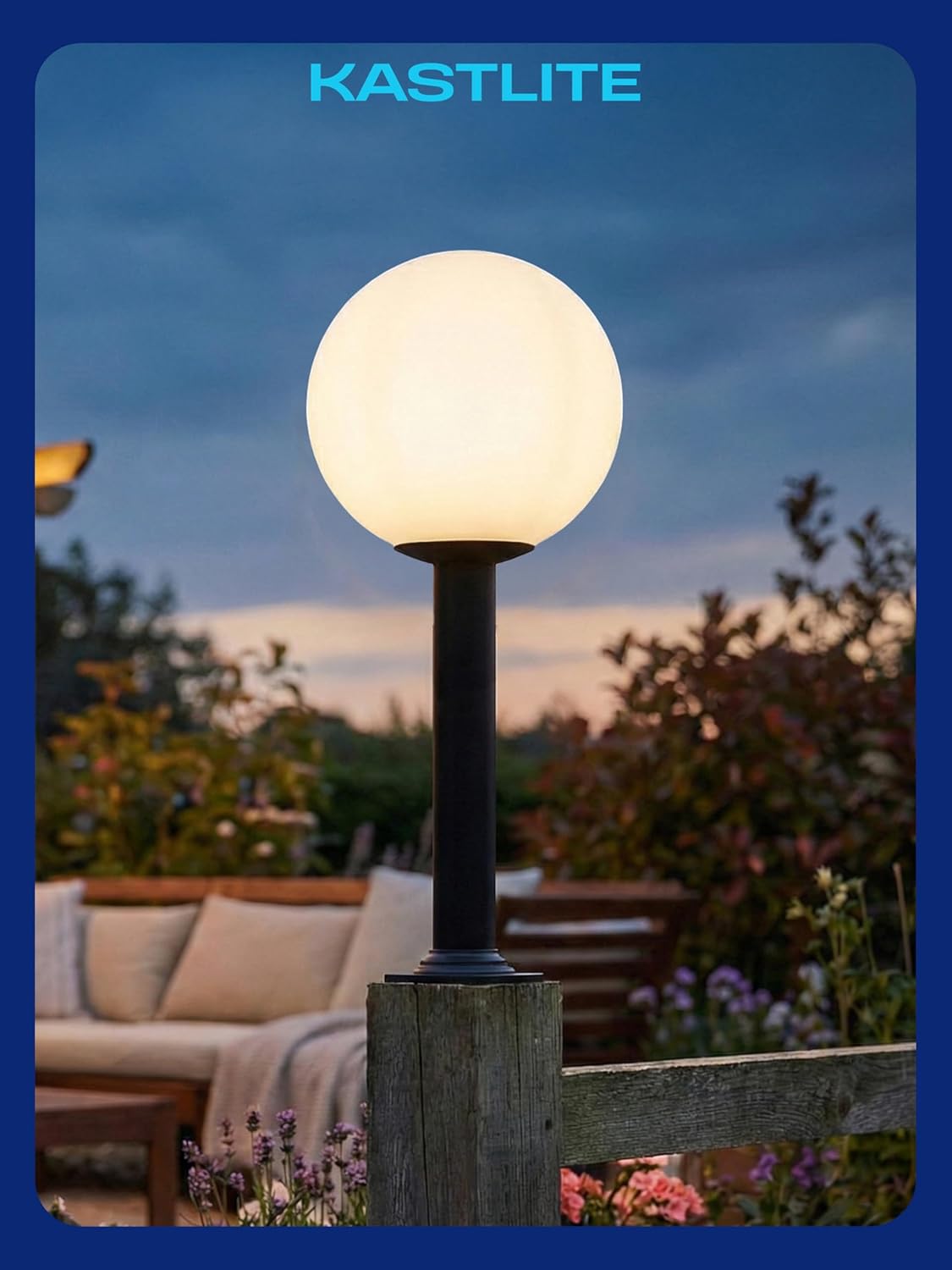 16" Globe Post Light Application with Stub Post Pier Mount installed on lamp post fixture
