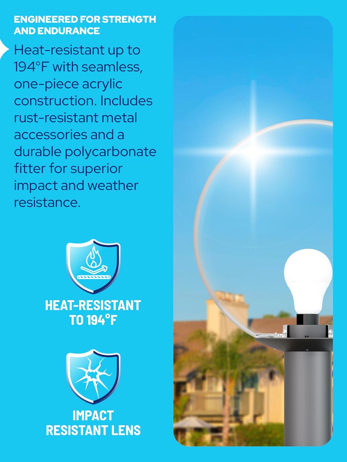 16" Globe Post Light Application with Stub Post Pier Mount