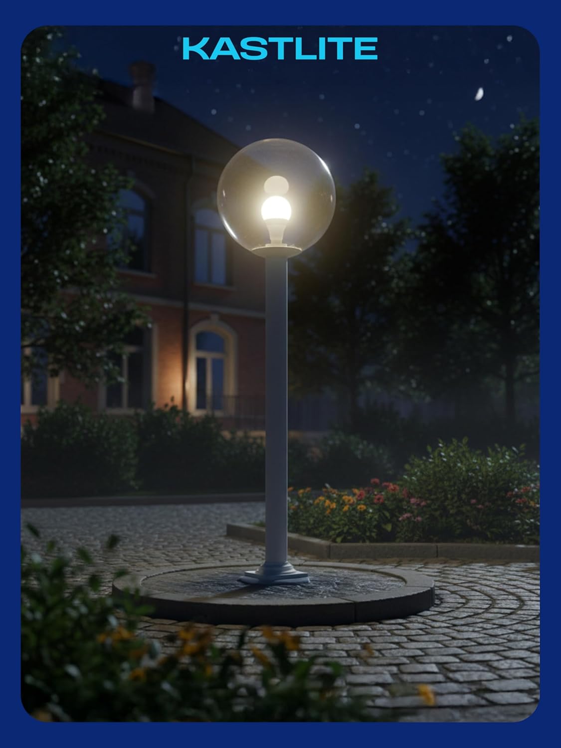 16" Globe Post Light Application with Stub Post Pier Mount installed on lamp post fixture