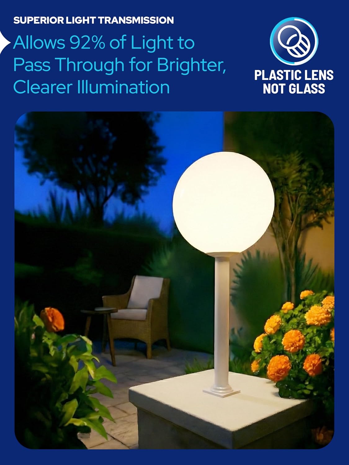 16" Globe Post Light Application with Stub Post Pier Mount