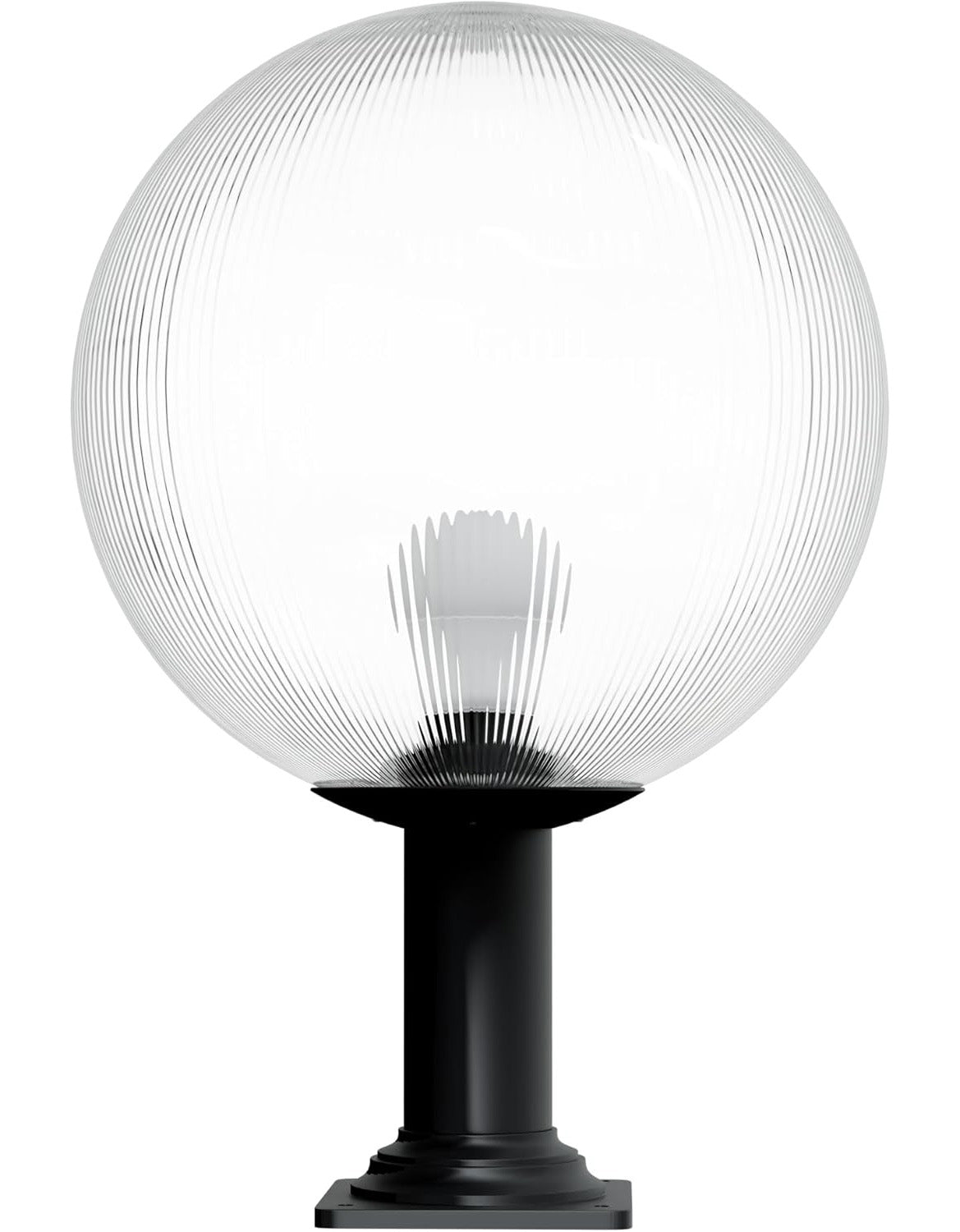 16" Globe Post Light Application with Stub Post Pier Mount installed on lamp post fixture