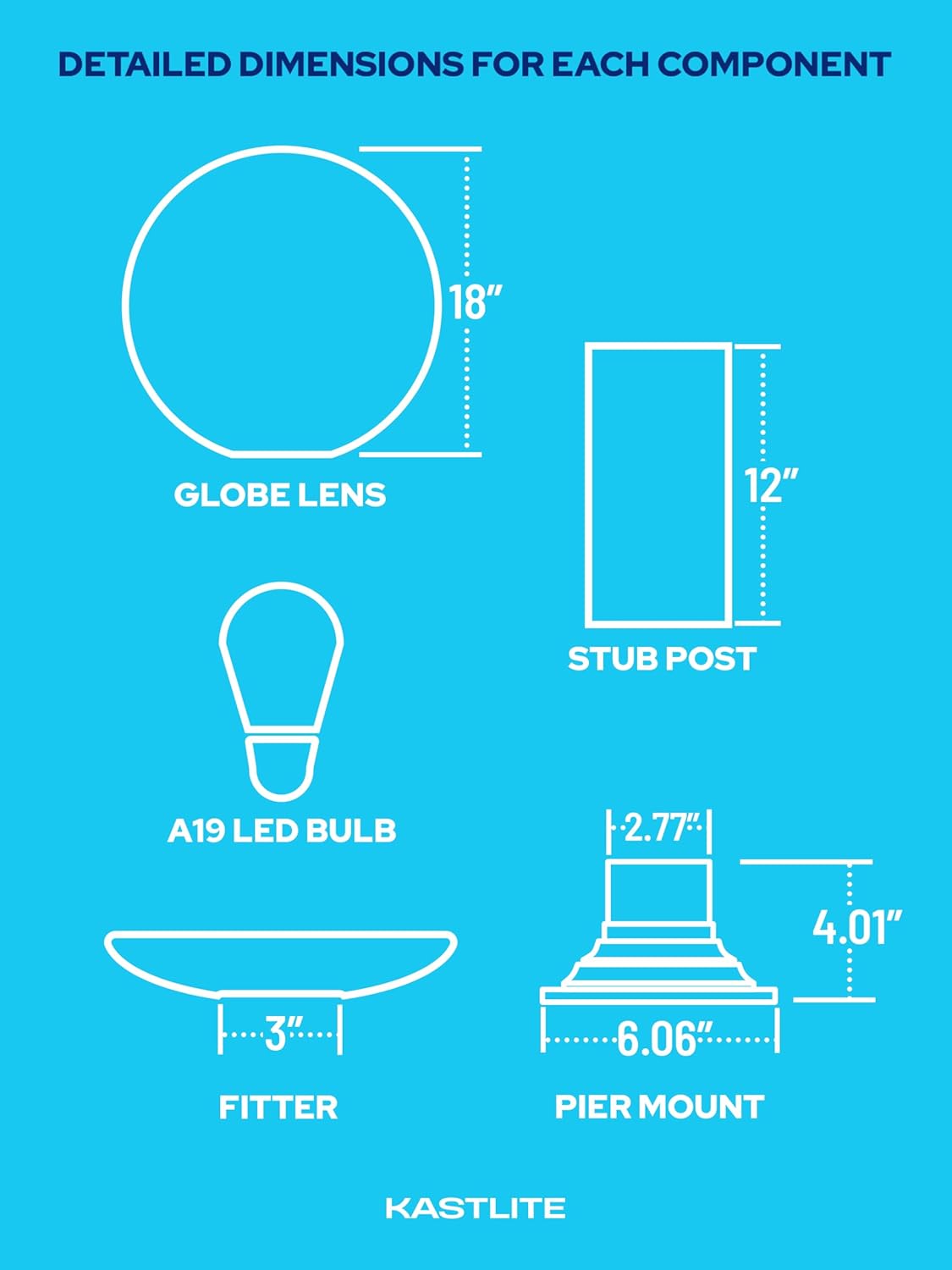 18" Globe Post Light Application with Stub Post Pier Mount