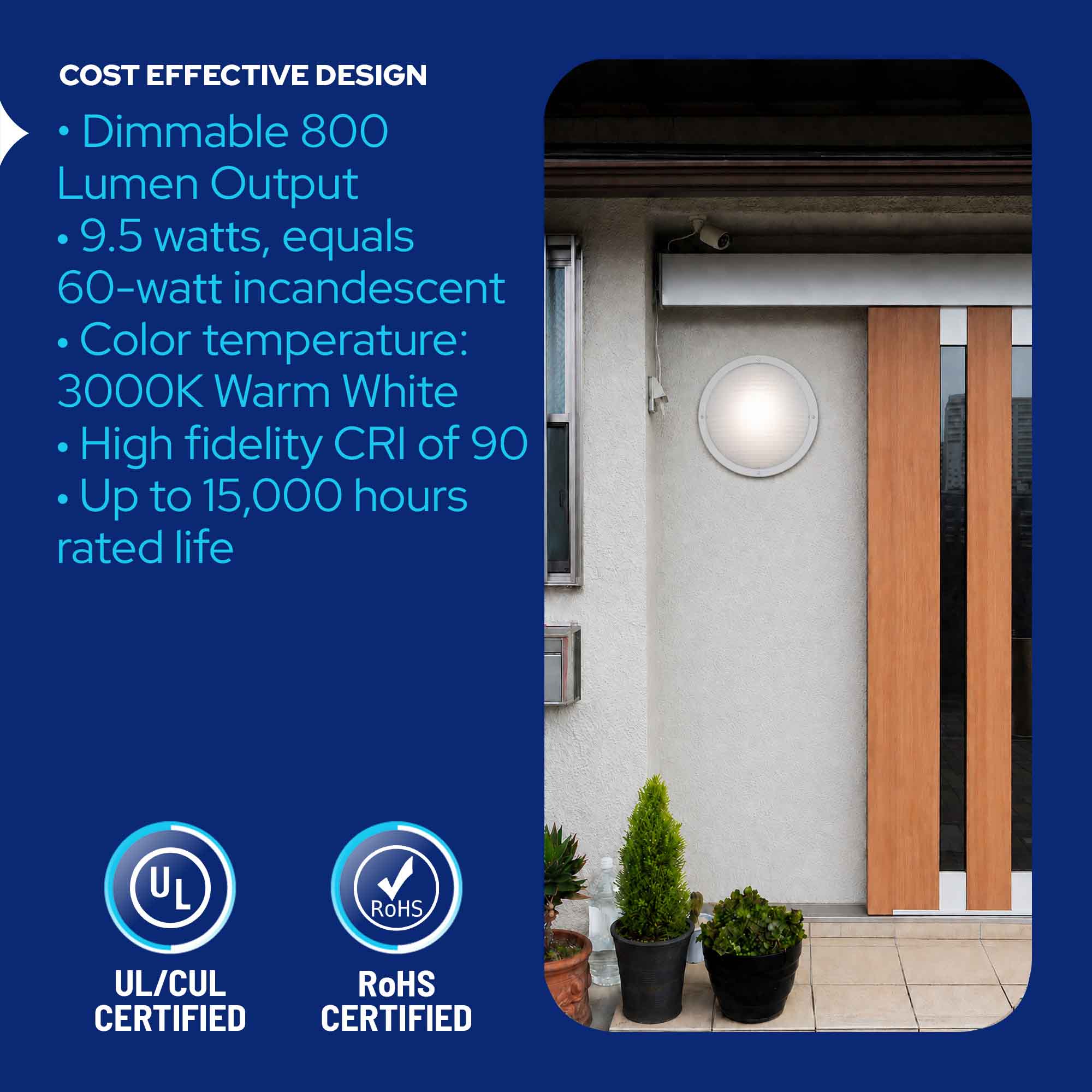 Round Nautical Outdoor LED Bulkhead Light Fixture