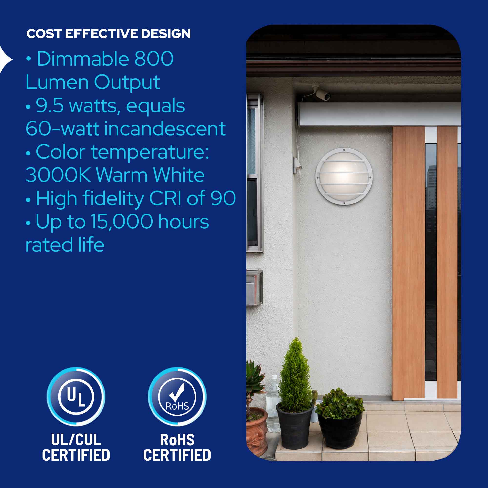 Round Nautical Outdoor LED Bulkhead Light Fixture