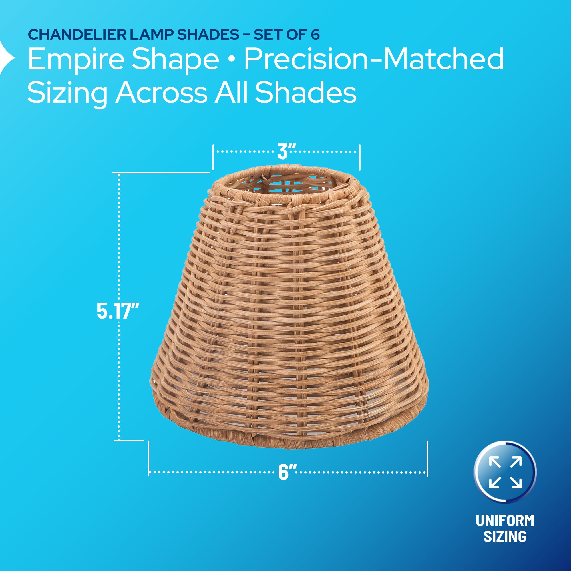 Woven Rattan Chandelier Lamp Shades | 6 Packs