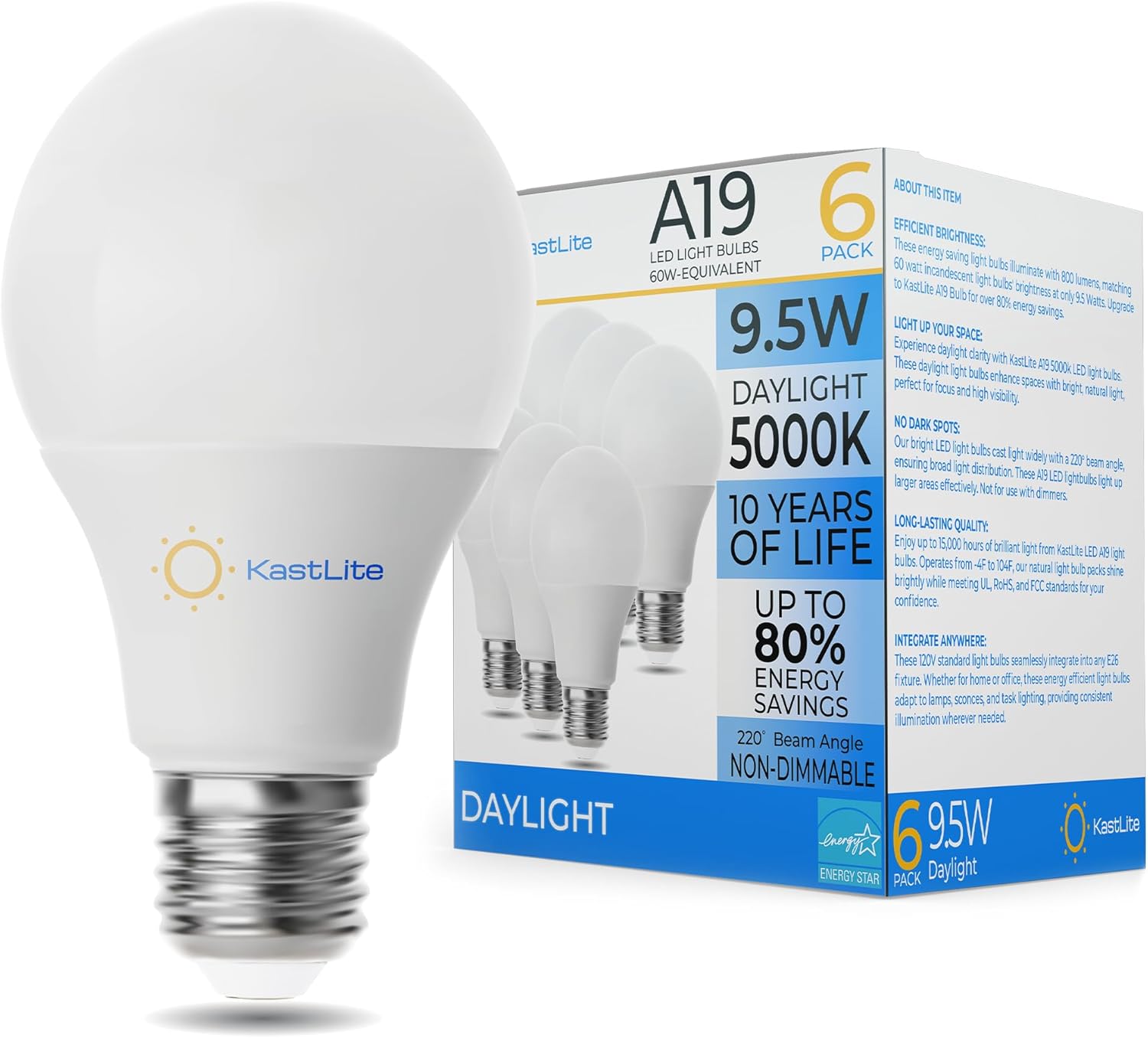 KastLite 9.5 Watt ECO A19 LED Bulb 60W Equivalent