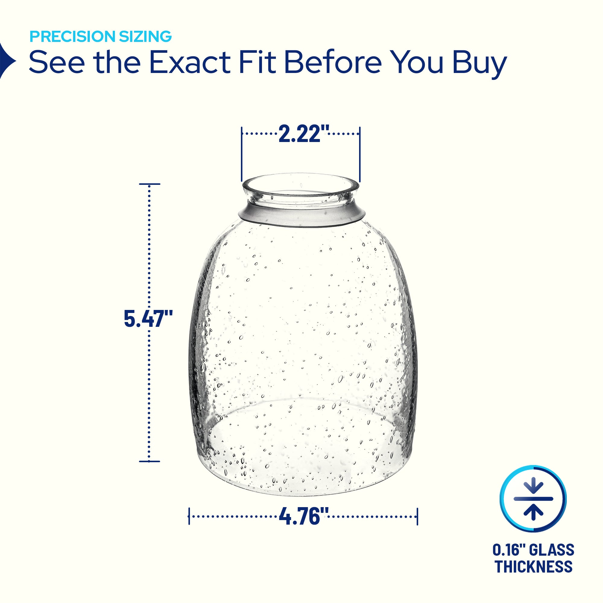 Clear Seeded Glass Shade Replacement