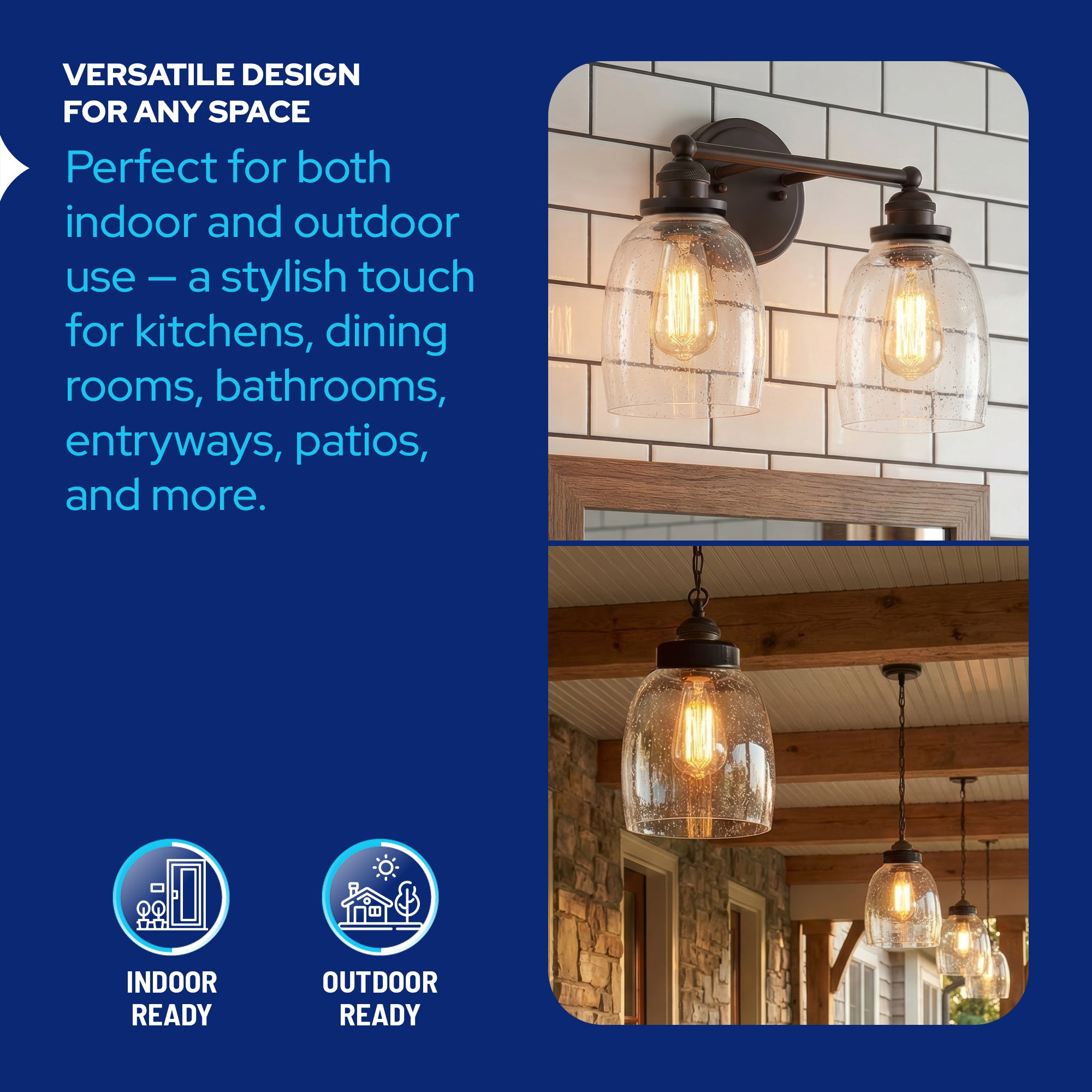 Clear Seeded Glass Shade Replacement