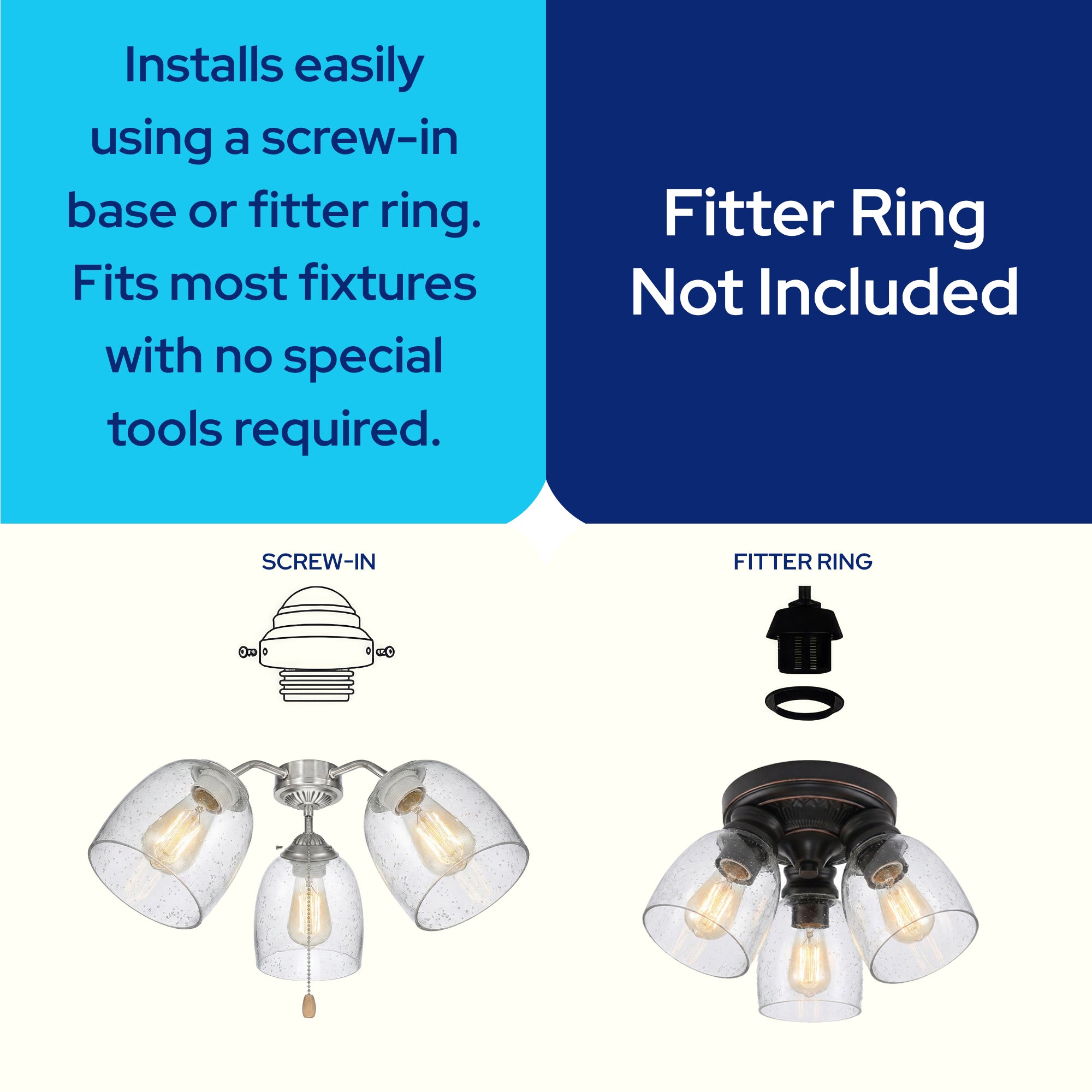 Clear Seeded Glass Shade Replacement