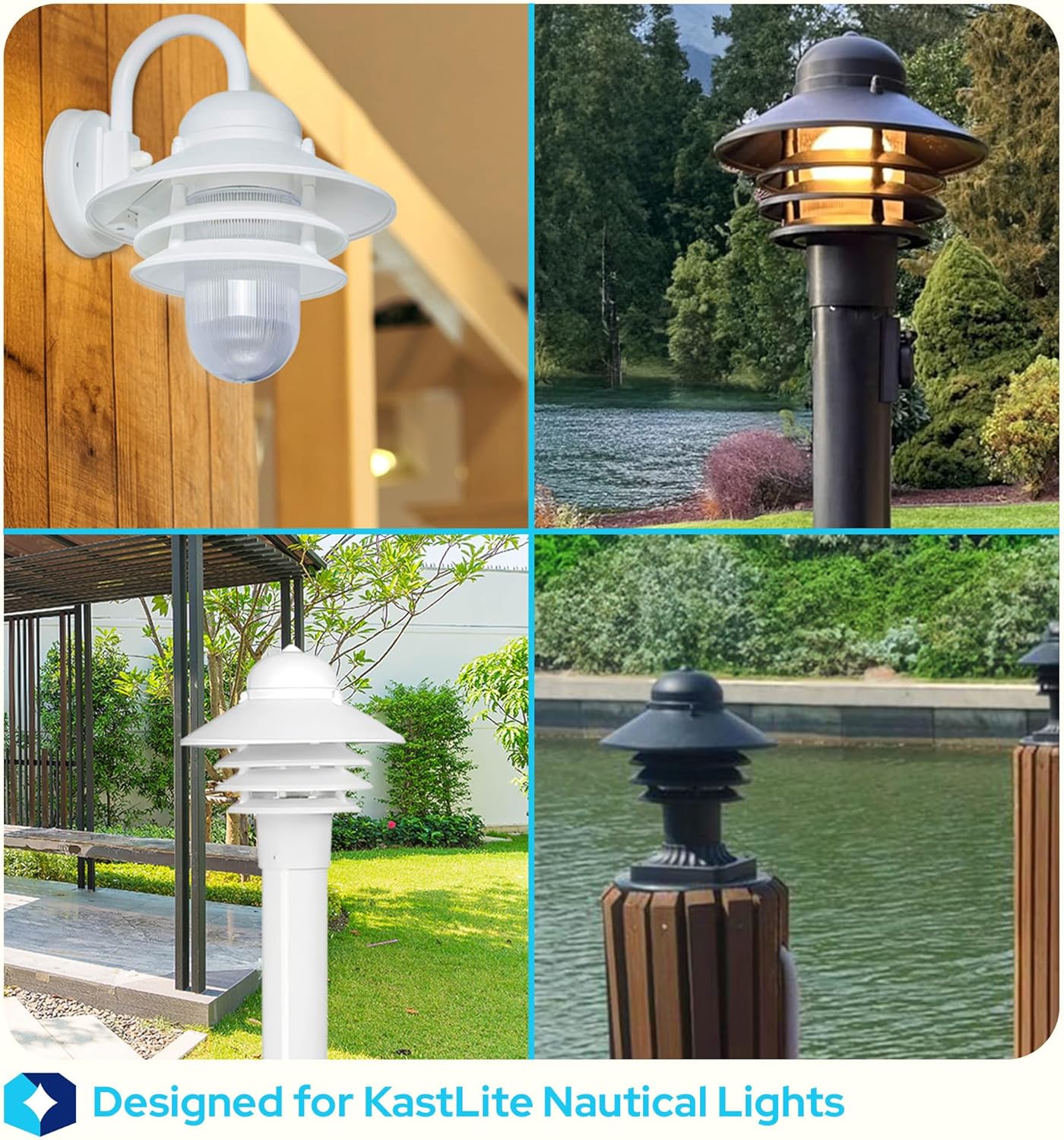 KastLite Nautical Light Fixture Replacement Cap for Pole Wall & Pier Mount Outdoor Lighting