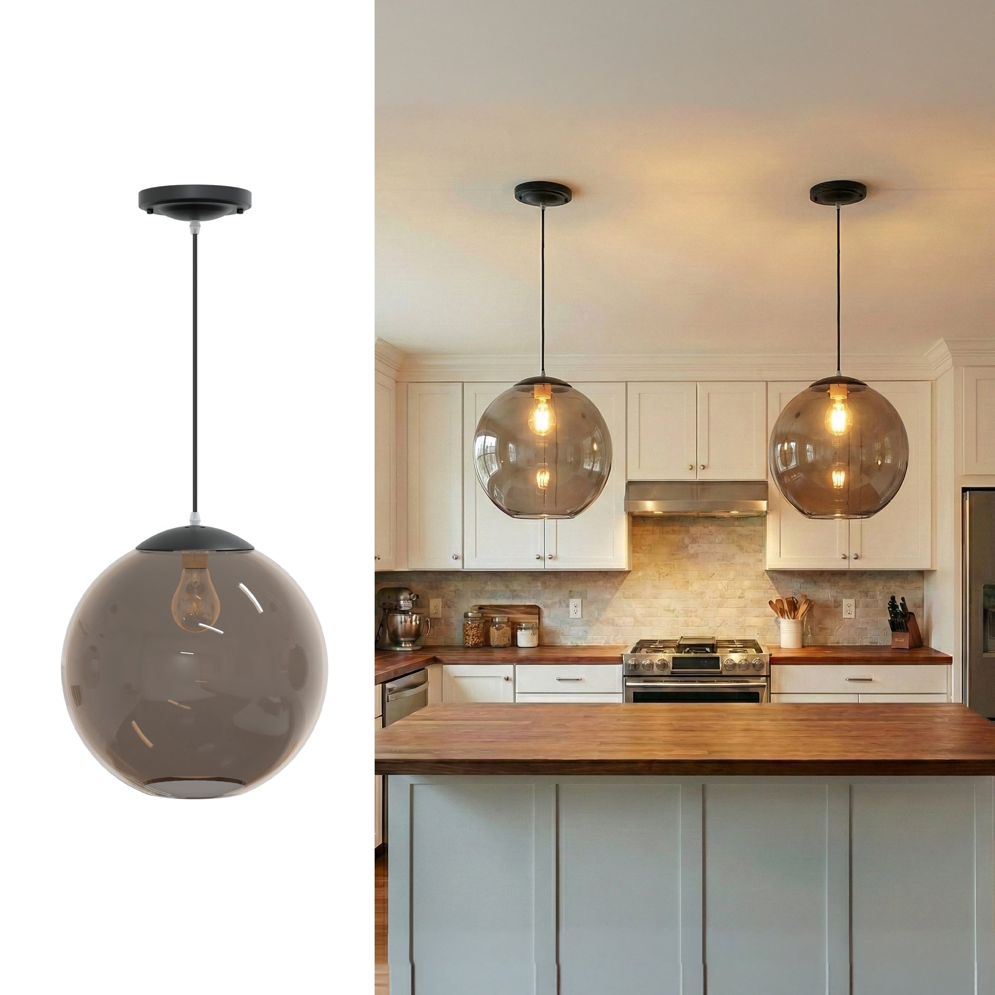 12" Acrylic Globe Pendant Light Fixture