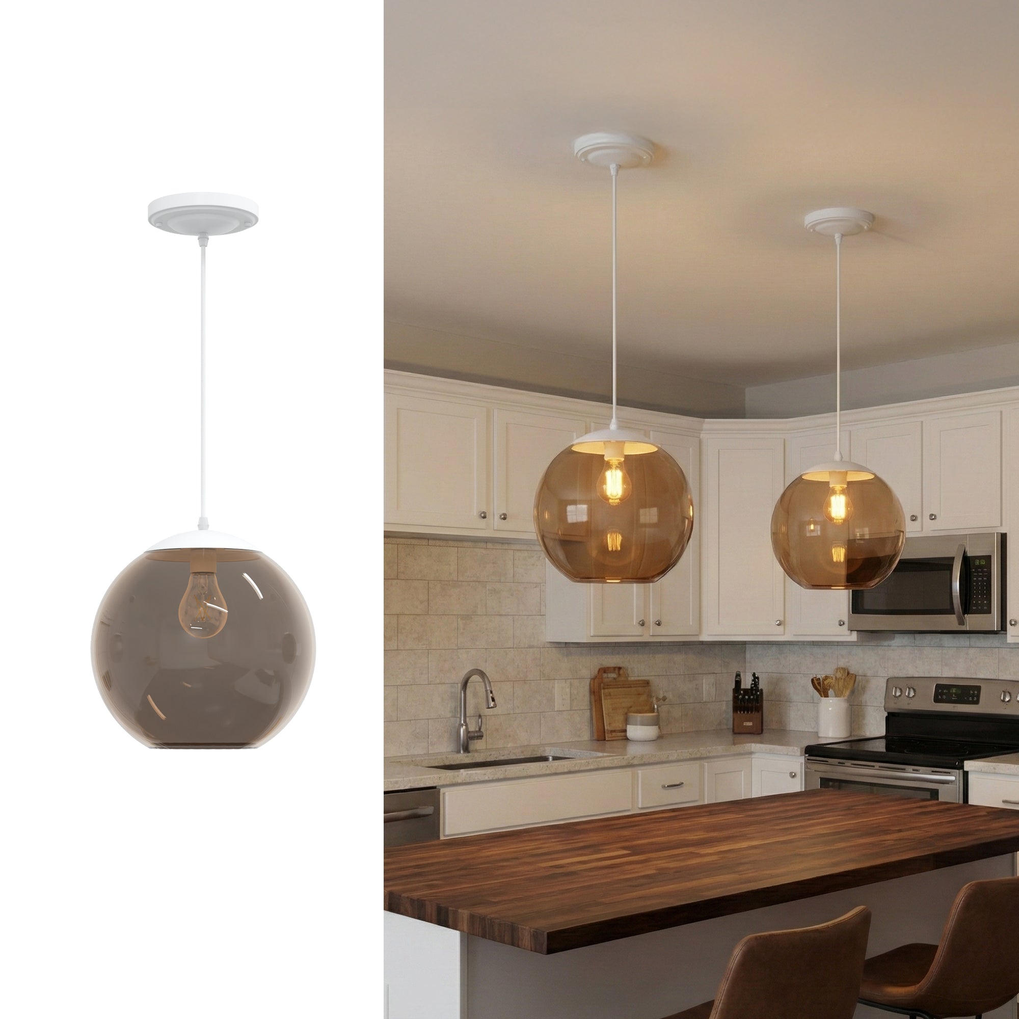10" Acrylic Globe Pendant Light Fixture
