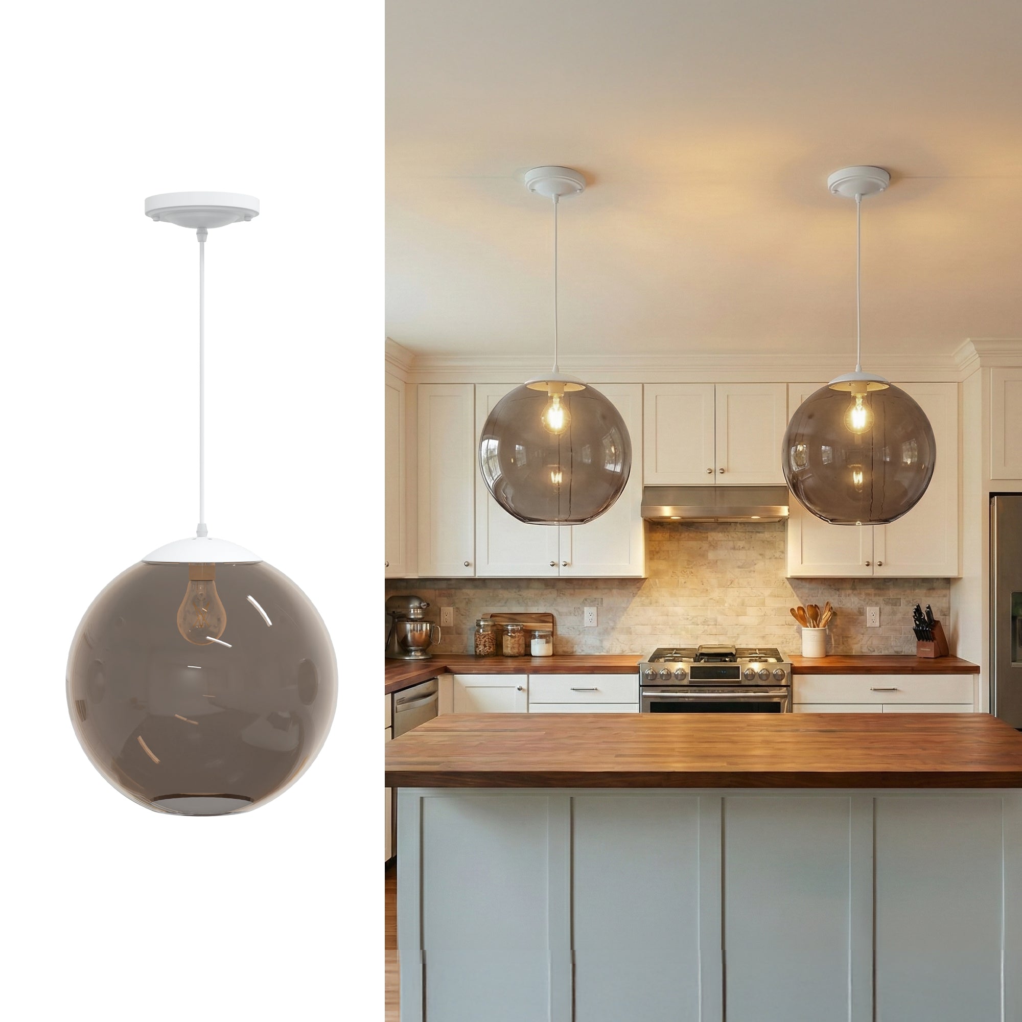 12" Acrylic Globe Pendant Light Fixture